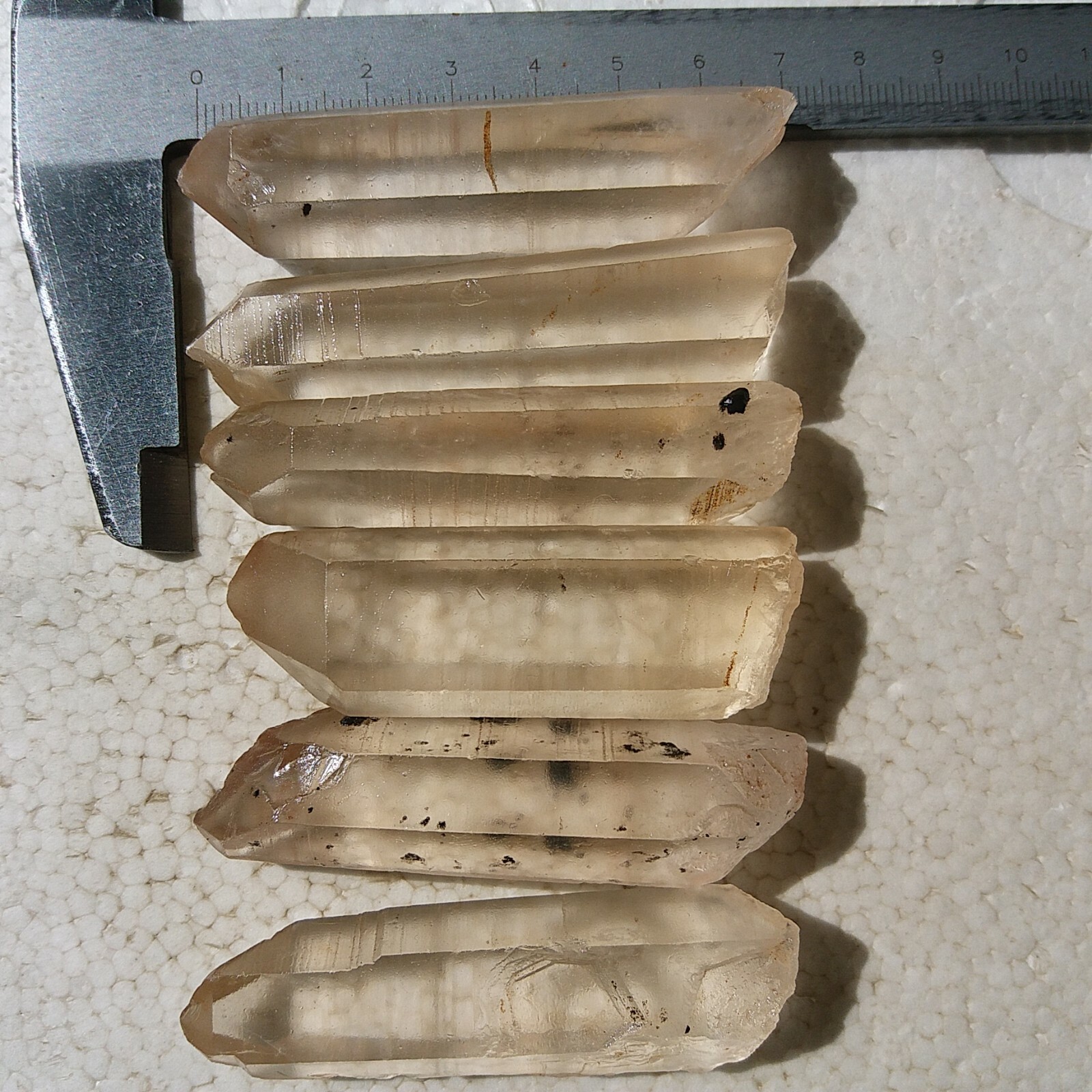 188g 6pcs Natural Crystal Quartz Single Point wand Rough Original Specimens D43