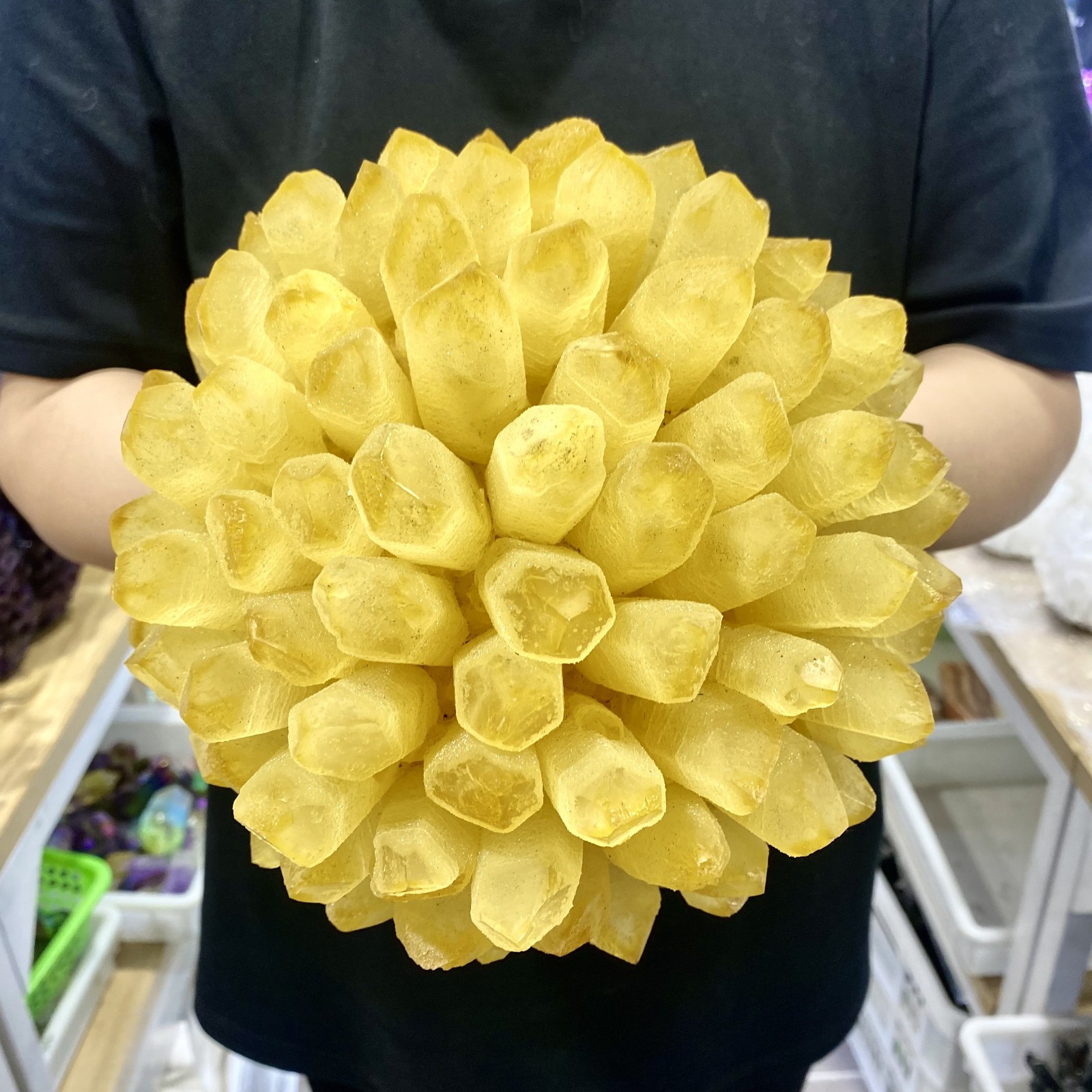 13.4LB Newly discovered yellow ghost quartz cluster mineral sample-