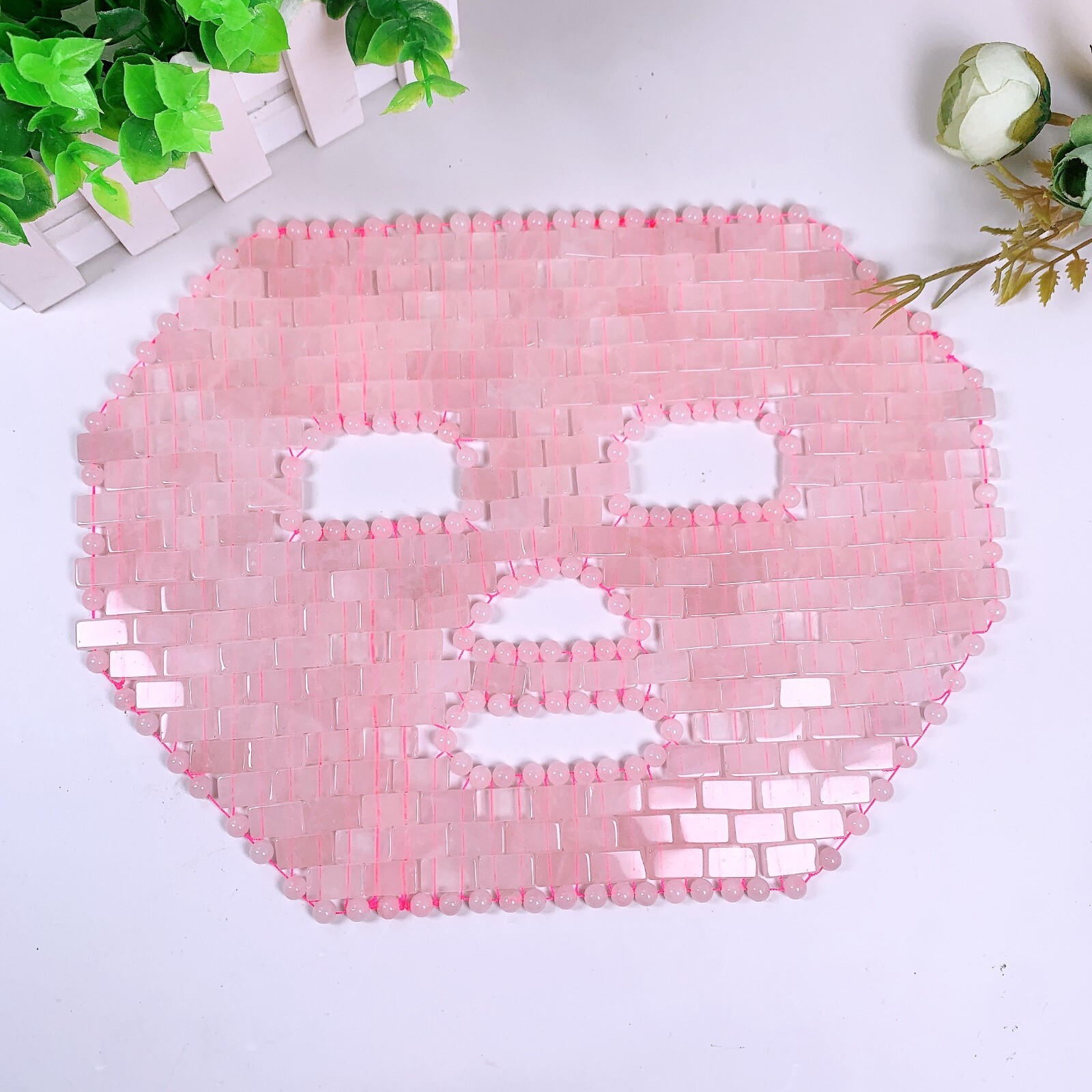 1pc Natural Rose quartz Face mask Crystal mask ornament Home decoration