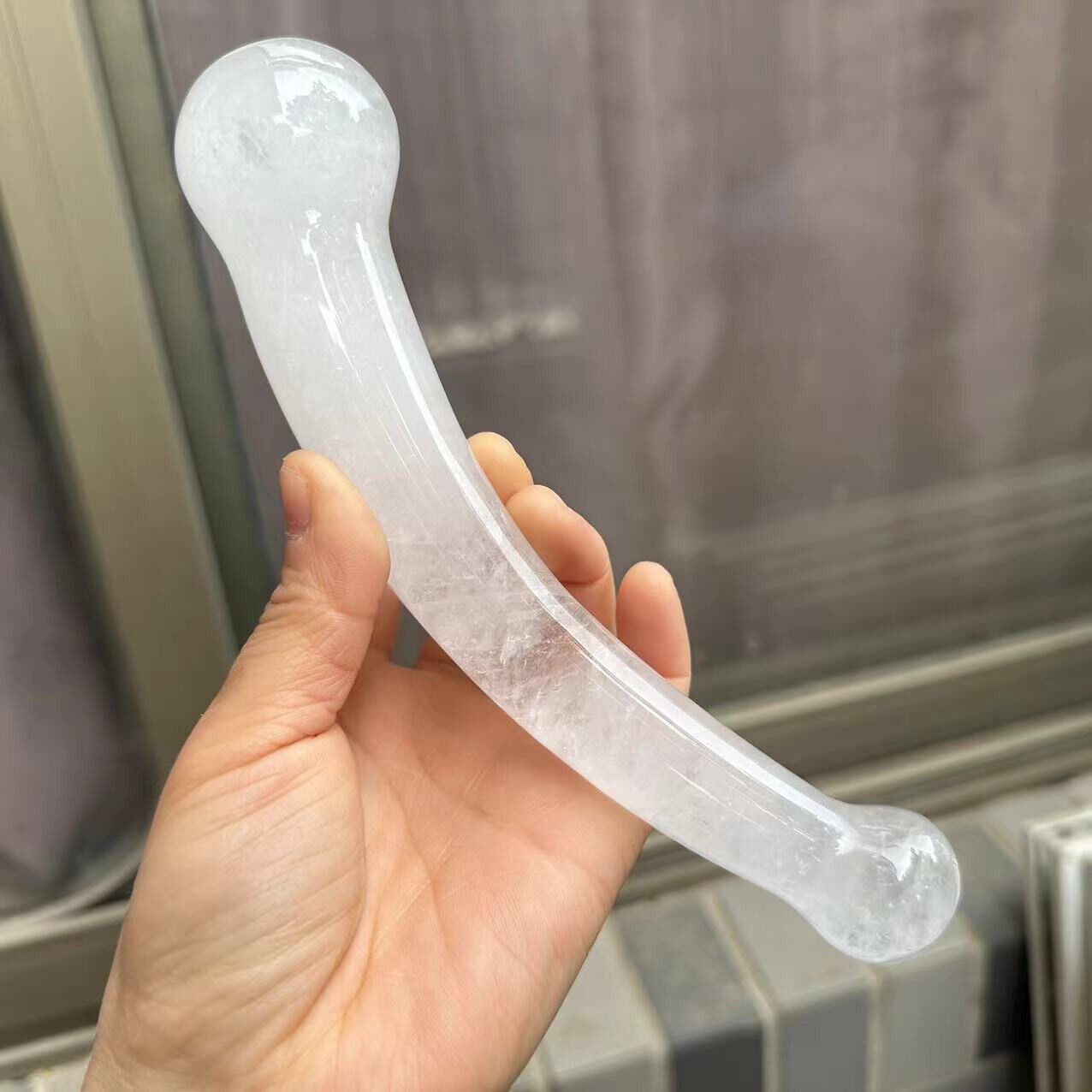 1PC Natural White Quartz Crystal Massage Penis Wand Gemstone Yoni Healing