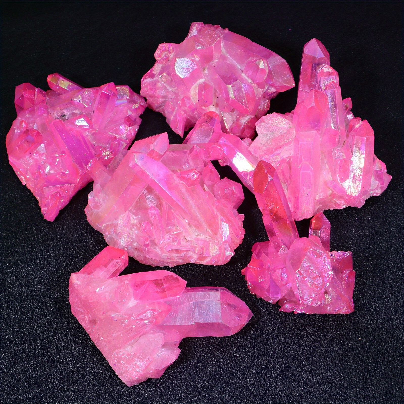 Rainbow Angel Aura Quartz Cluster Pink Crystal Mineral Specimen Home Decoration