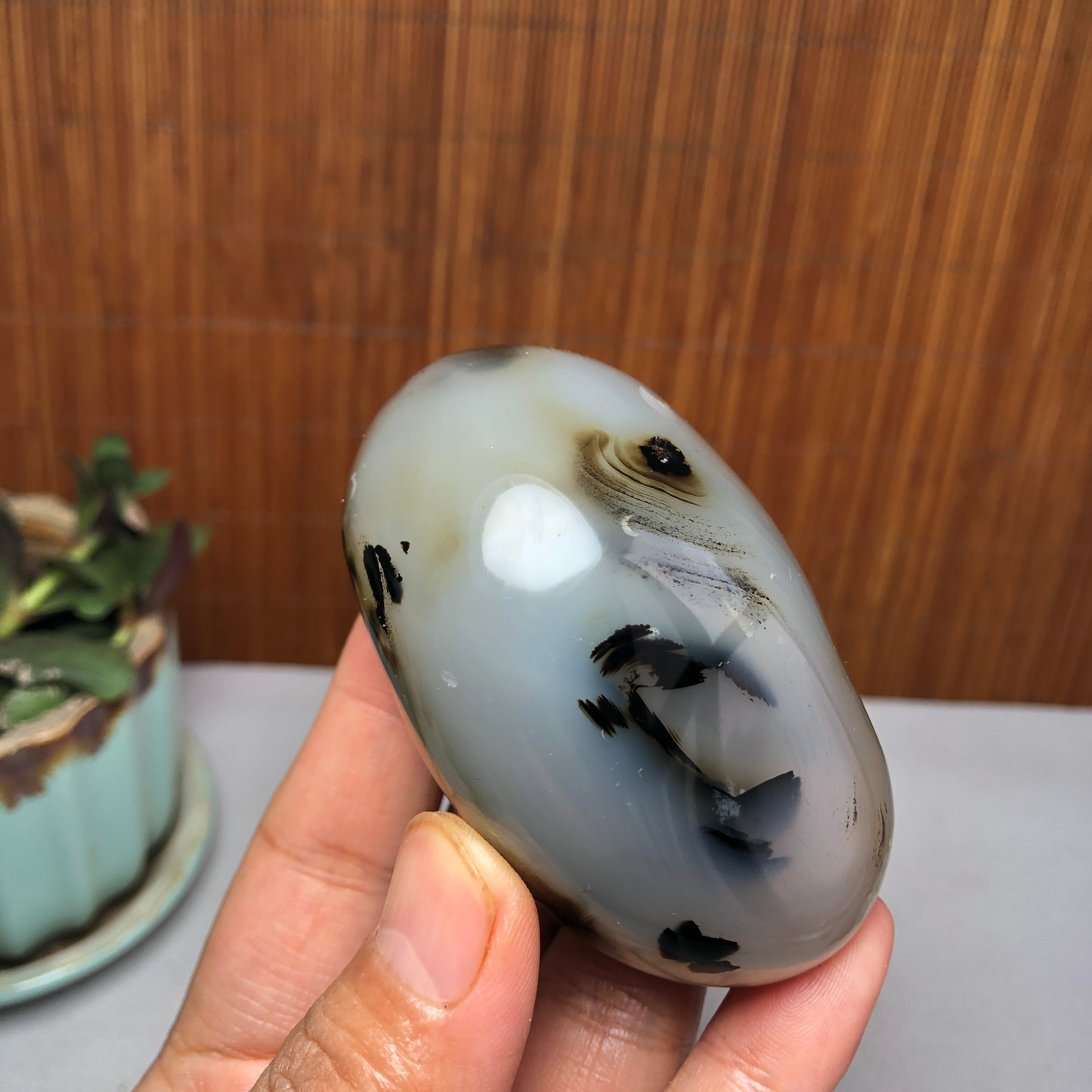 72mm Natural aquatic plants agate pretty Crystal specimens 167g A9995