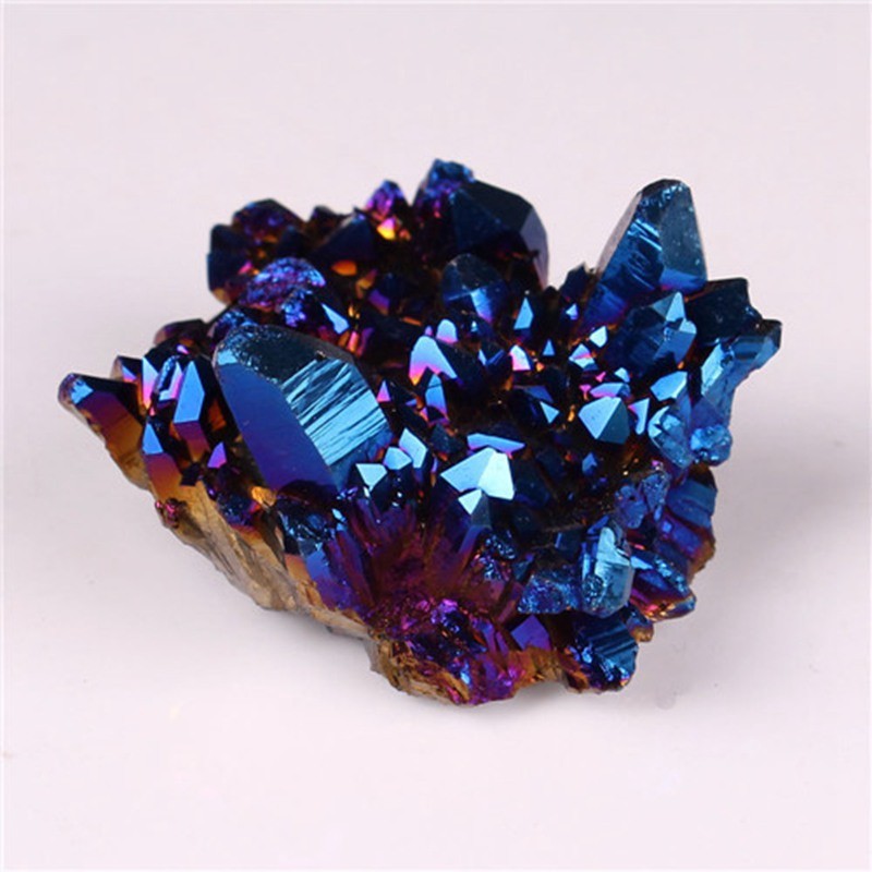 120g Natural Aura Blue Titanium Gemstone Druzy Quartz Crystal Cluster Healing US