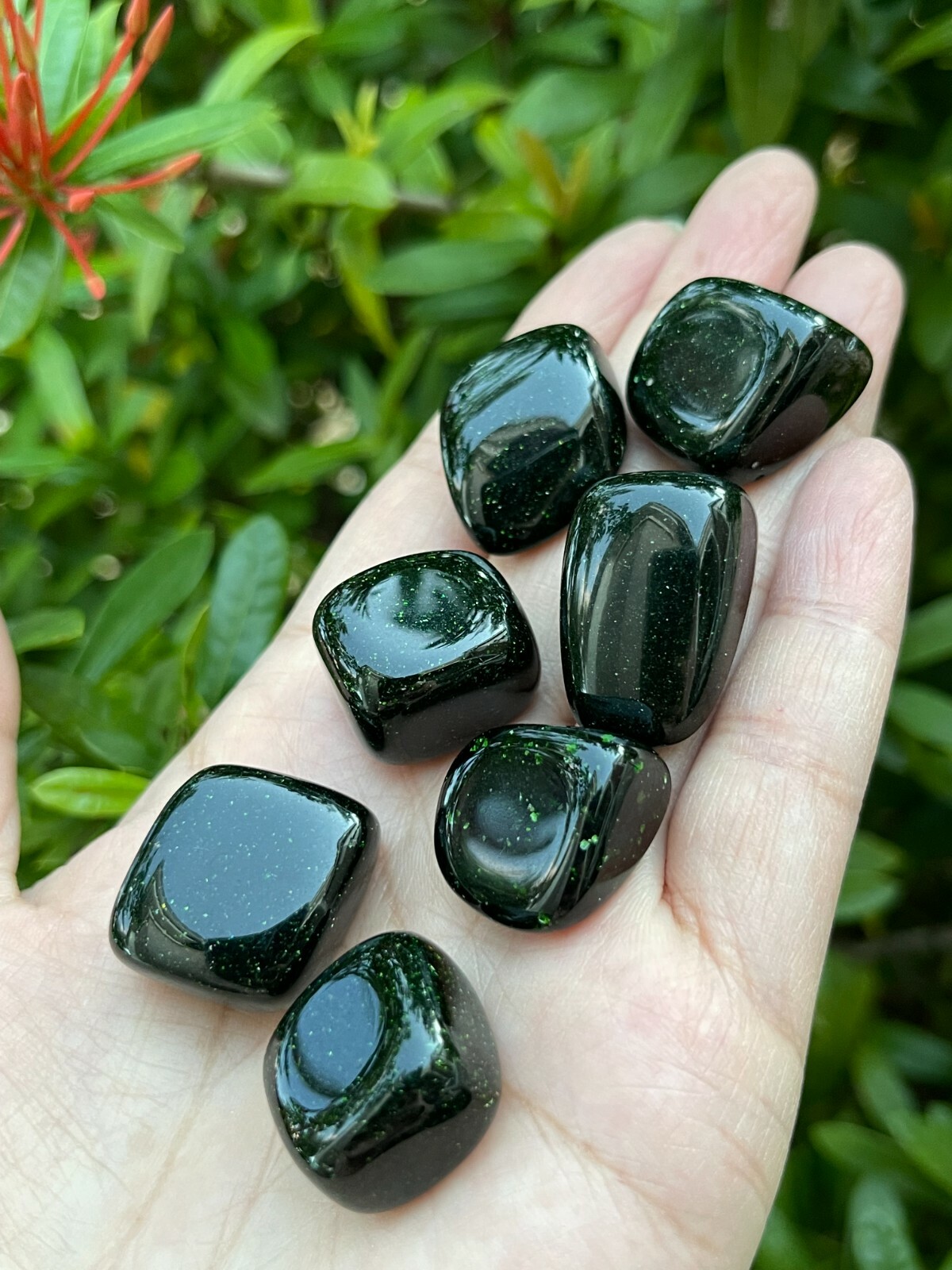 Grade A++ Green Goldstone Tumbled Stones 0.75″ – 1″, Pick How Many