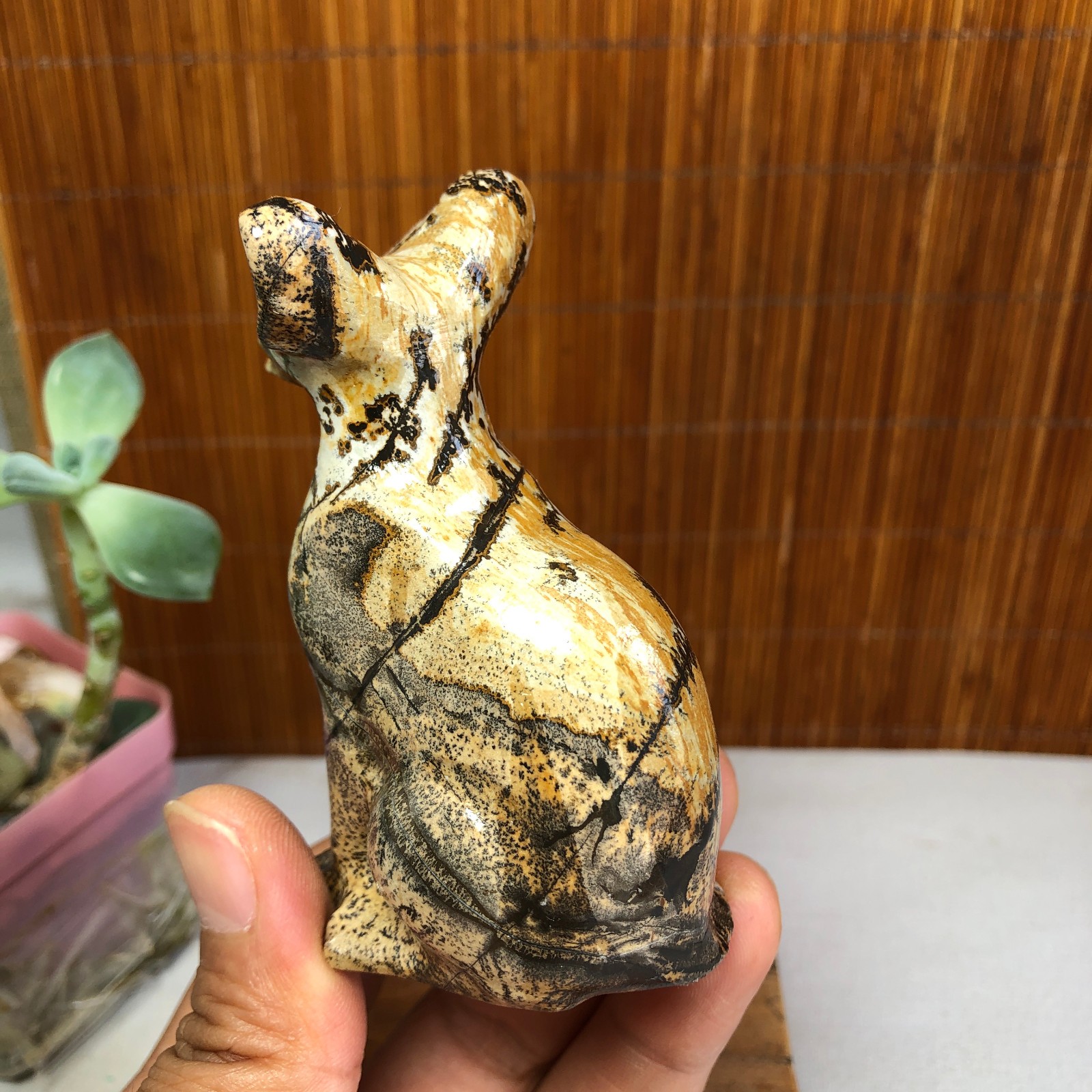 Rare Natural Traditional Chinese Painting Hand Carving Animal Model 136g g8395