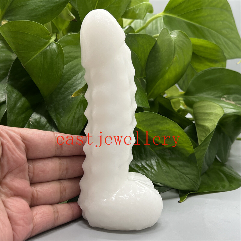 5.9″ Natural White Jade Male Penis Skull Quartz Crystal Skull Figurines Gift 1pc