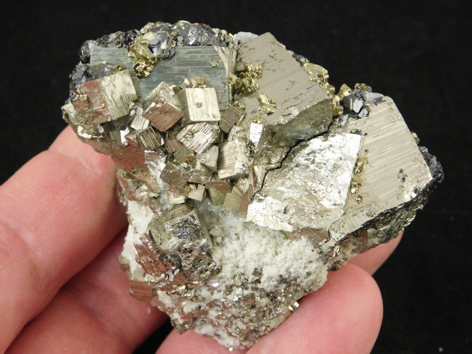 Sphalerite Crystal Cluster with Chalcopyrite Calcite and Pyrite 214gr