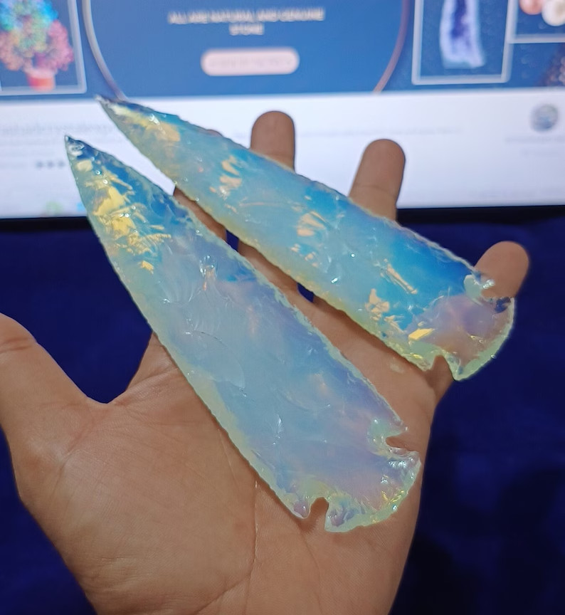 Opalite Spearhead Arrowhead Crystal Healing Gemstone Bead for Jewelry Making.