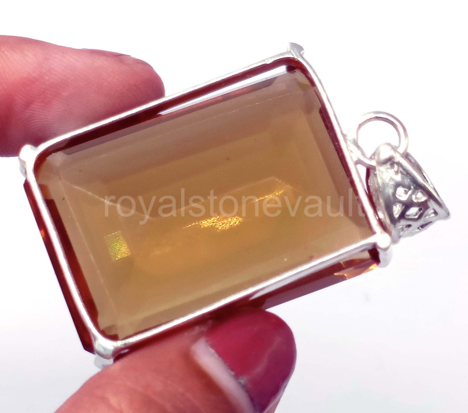 120Ct Natural Color Change Alexandrite Emerald Shape 925 Pendant Silver IGL 6YNY