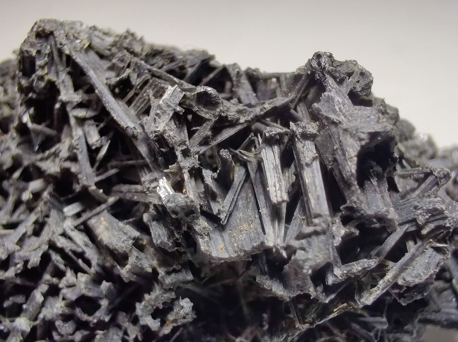 Jamesonite crystals, no matrix. Sombrerete, Zacatecus, Mexico. 6 cm.
