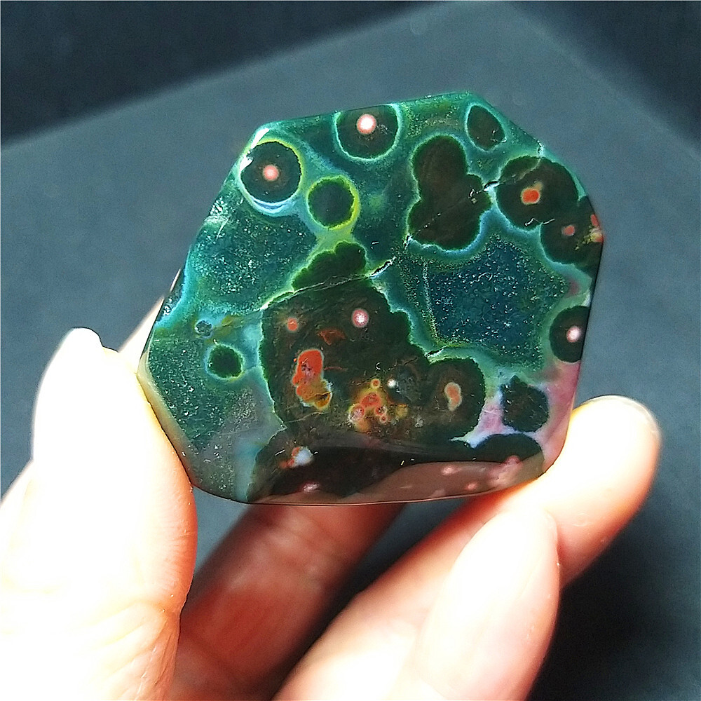 TOP 72G Natural Polished Orbicular Ocean Jasper 8th Vein Reiki Healing B741