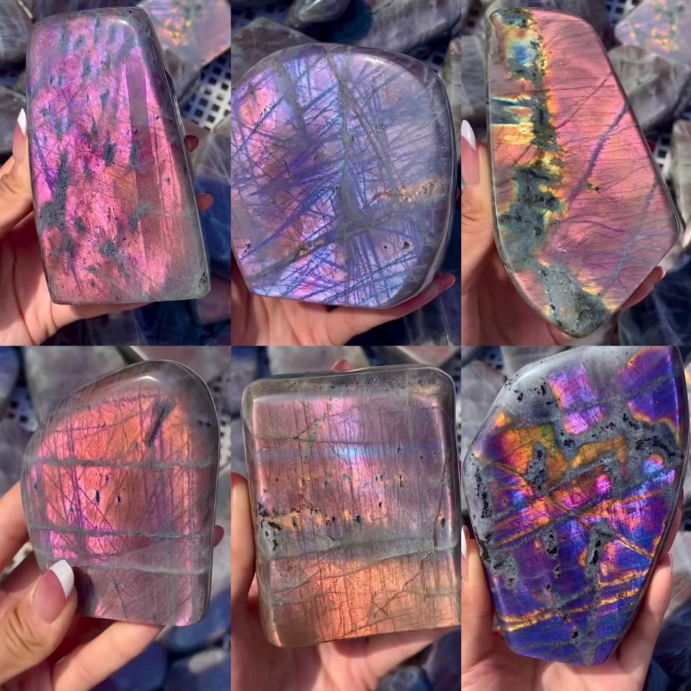 Natural Flash Labradorite Free Form Standing Stone Healing Crystal Home Ornament