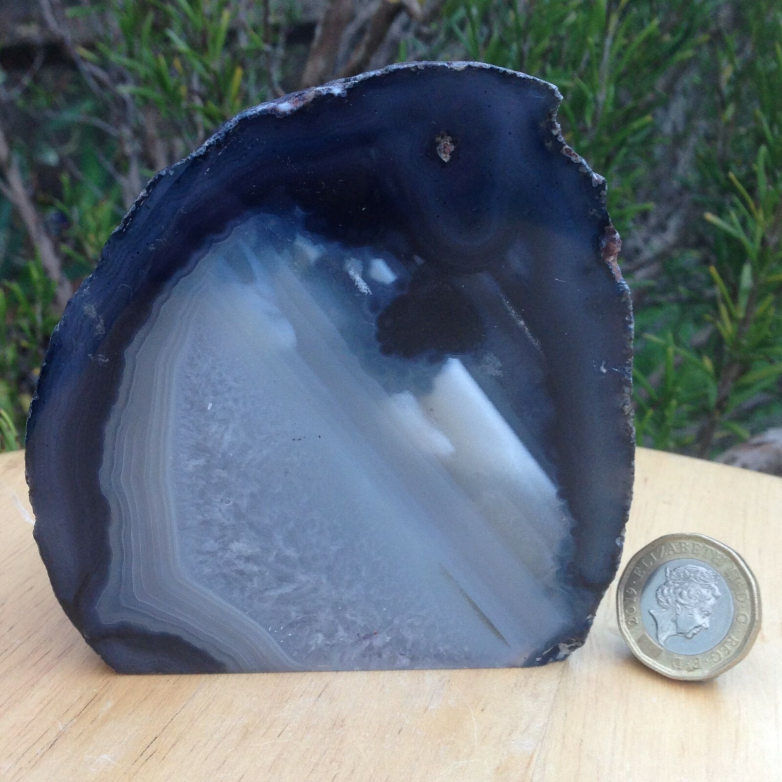 Dyed Agate Crystal Black White Grey Freestanding 398g 9.7x9x4.67cm