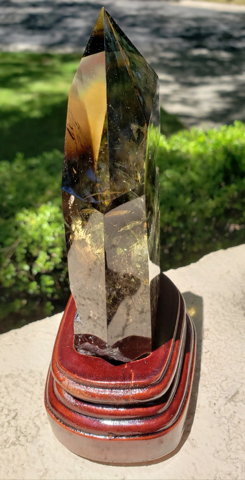 6.75″ Natural Smoky Citrine Quartz Crystal Semi-Polished Tower Obelisk WandPoint