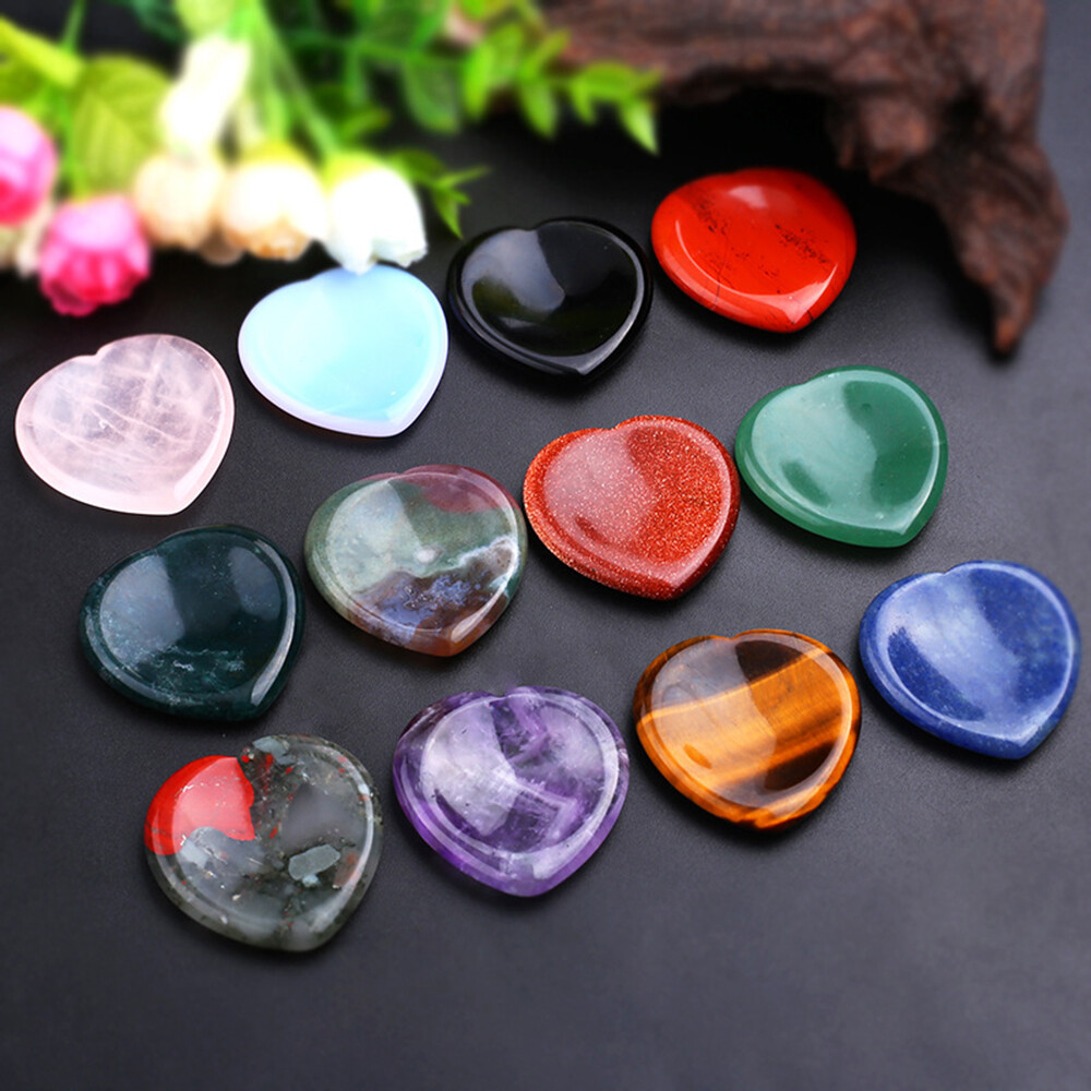 Heart Thumb Worry Stone Pocket Palm Healing Crystal Chakra Reiki Meditation
