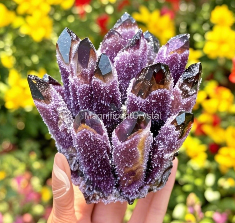 2025Rare Large Raw Dark Purple Quartz Crystal Cluster Healing Reiki Home Deco