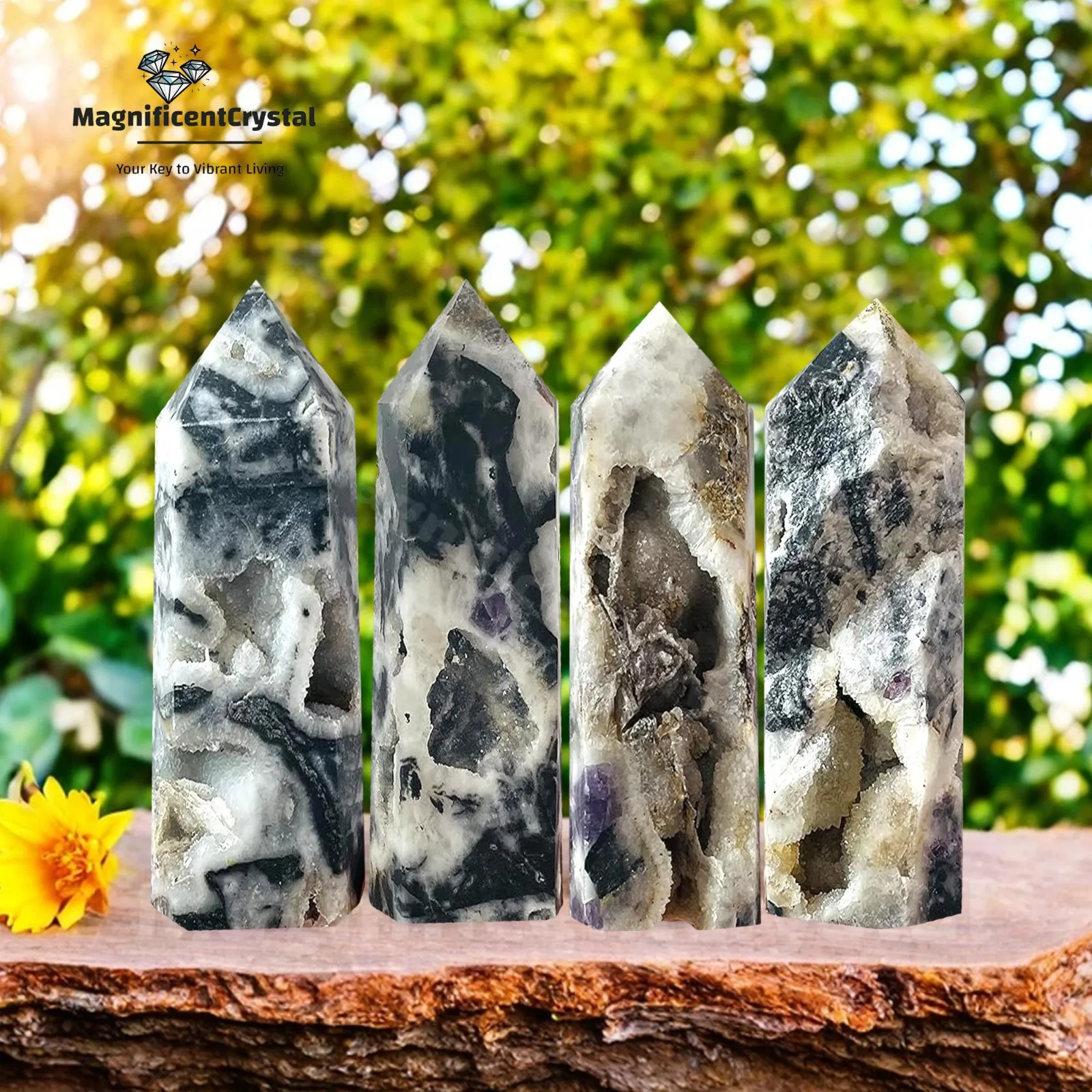 1PC Genuine Sphalerite Tower Point Crystal Obelisk Wand Solar Plexus Home Decor
