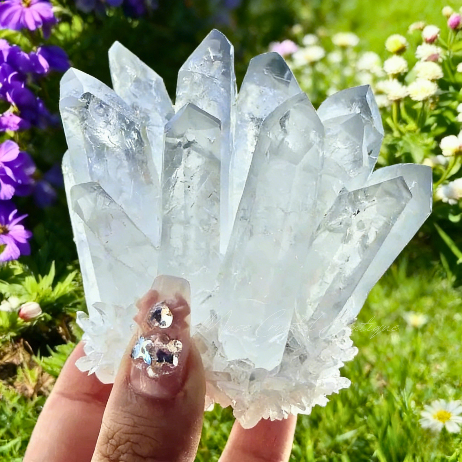 Natural Clear Quartz Cluster Raw Geode Mineral Specimen Spiritual Reiki Yoga Gif