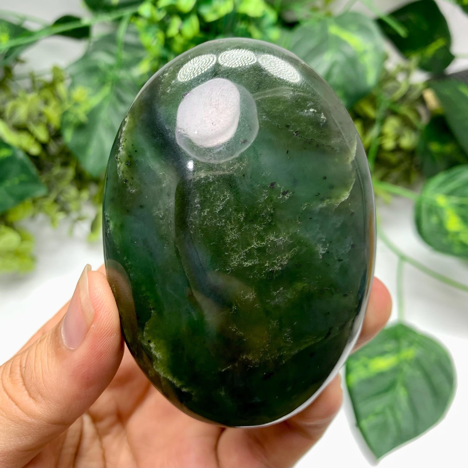 264g Best Quality Green Nephrite Jade Palm Stone, Nephrite Jade, Nephrite, Nephr