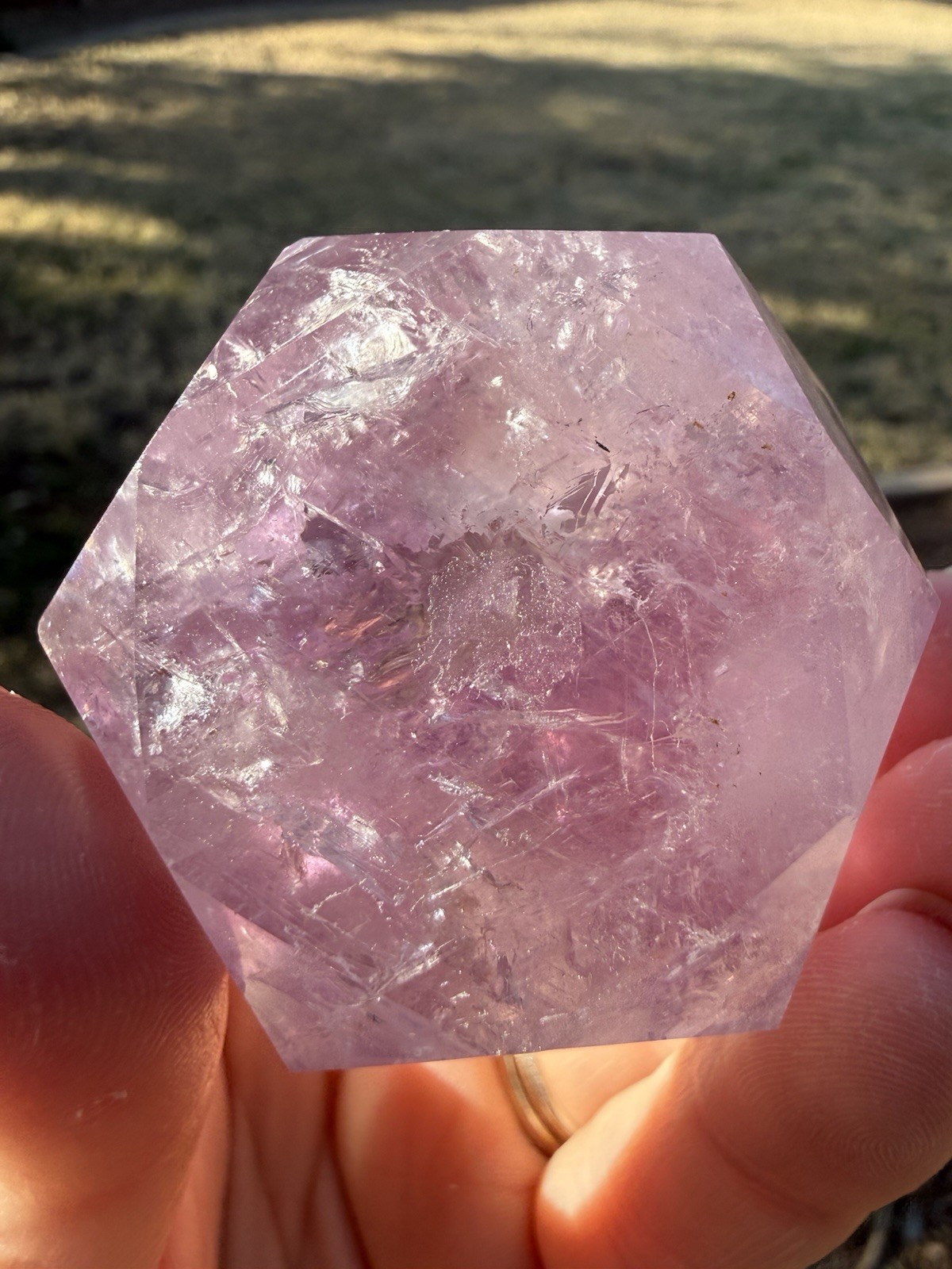 9.1oz High Quality Phantom Amethyst Faceted Drop Crystal Freeform With Rainbows