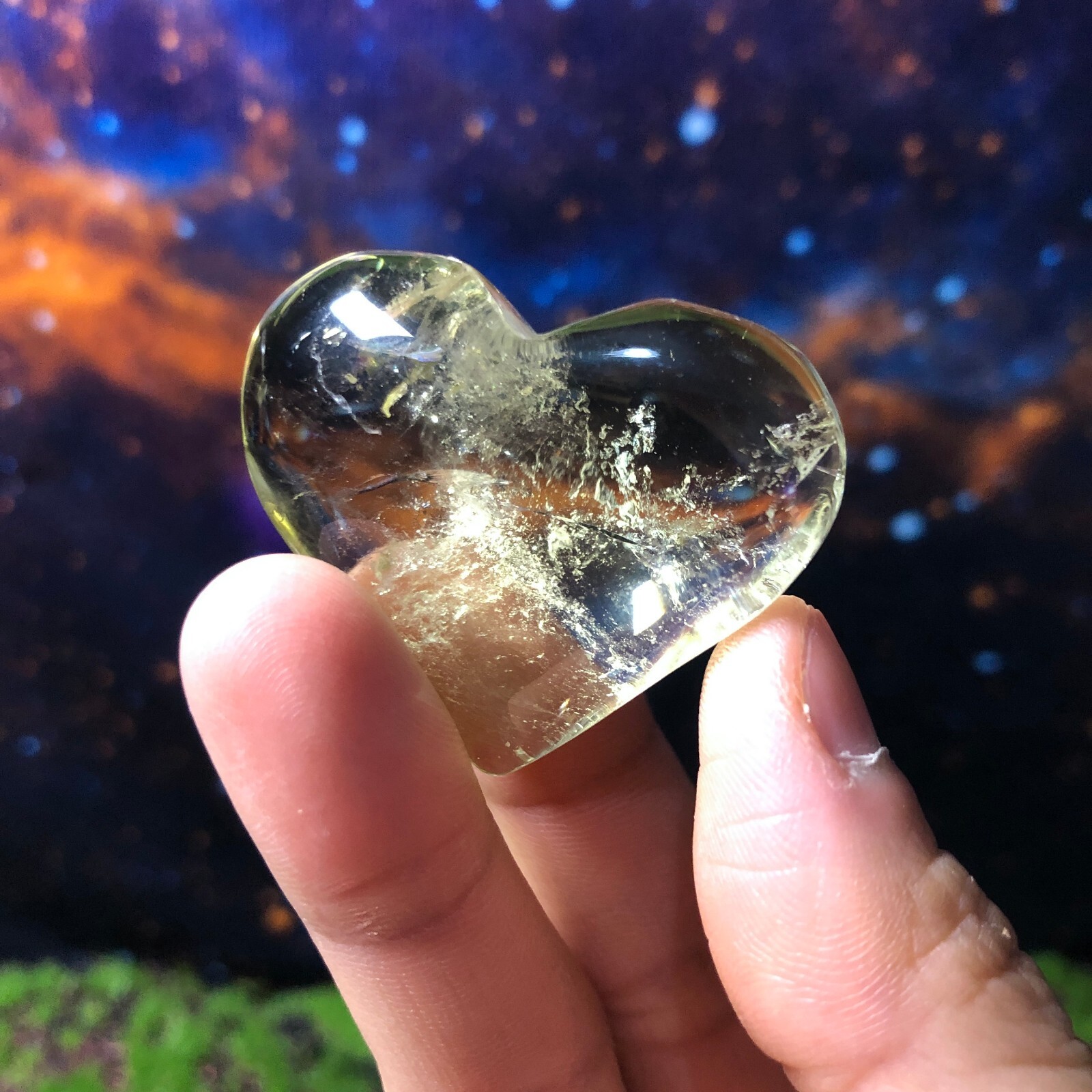 2x Clear Citrine Heart Shape Crystal Quartz Energy Healing Chakras 58g 4cm