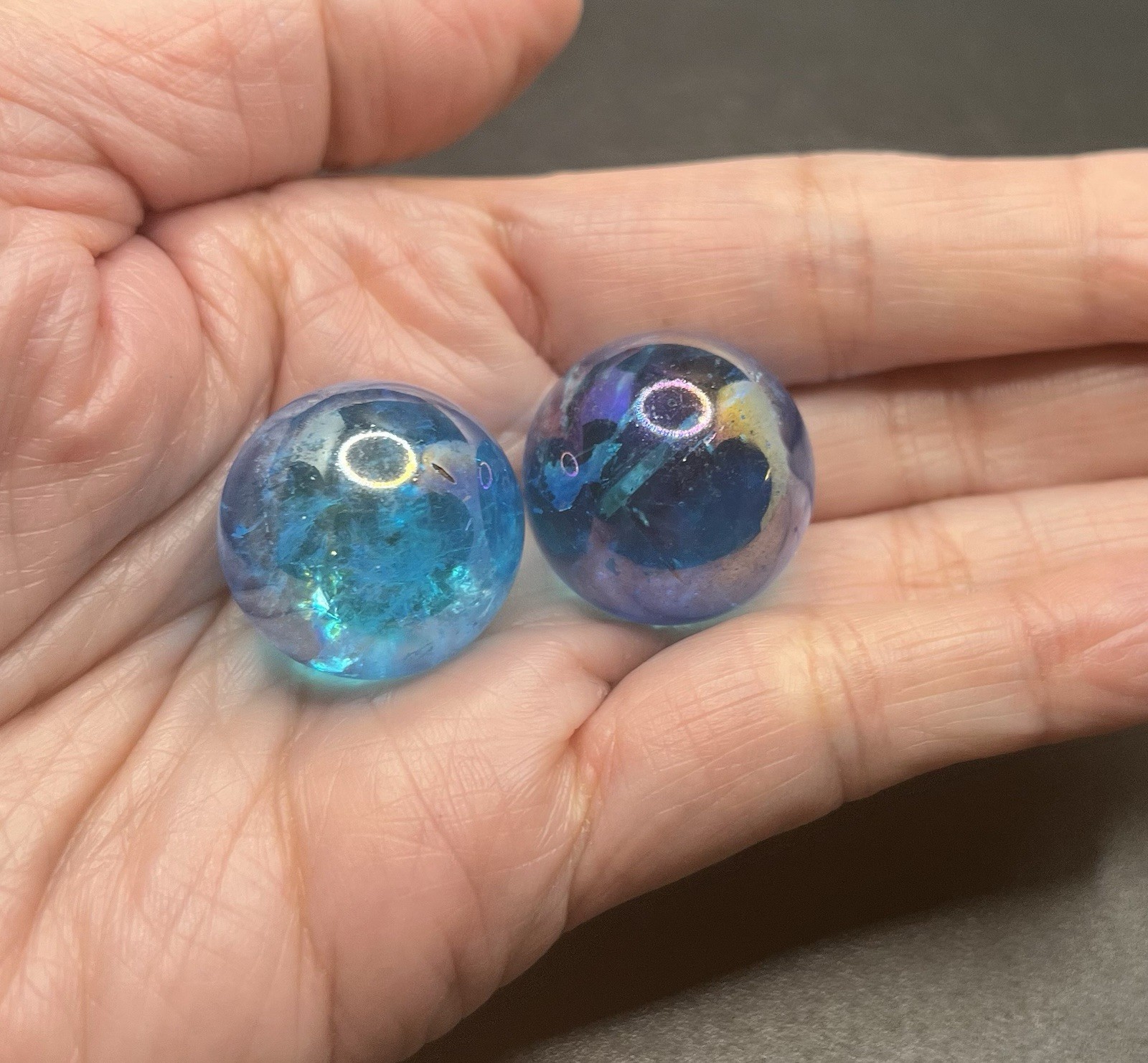 Aqua Aura Genuine Quartz Mini Sphere 2pcs 32.7g Total 23mm