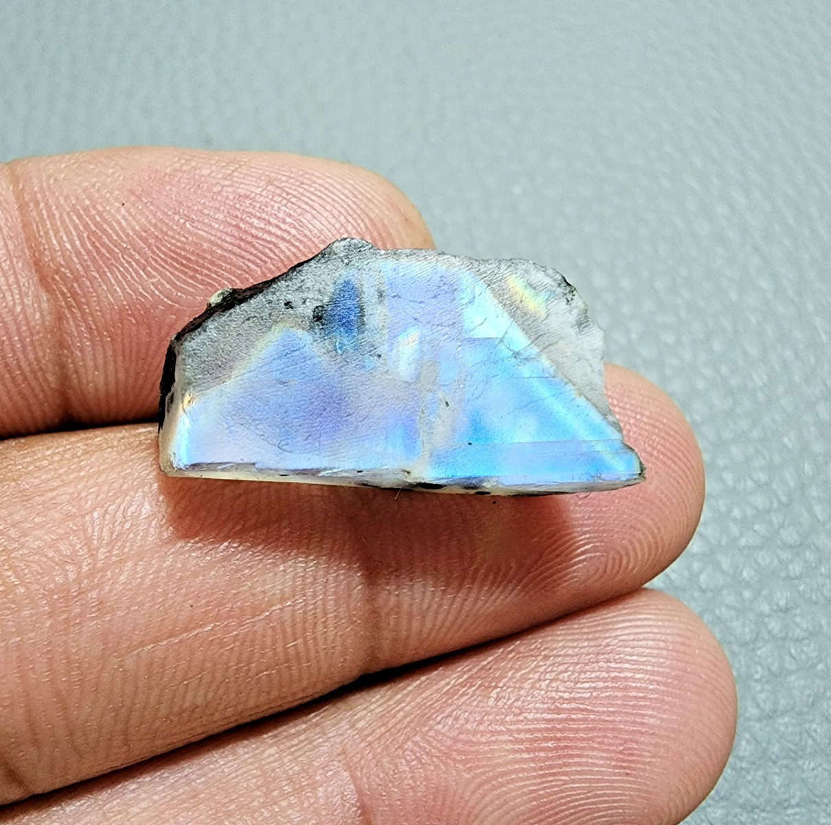 6 pcs Rare White Rainbow Moonstone Power Blue Fire Rough Loose Gemstone 21-24MM