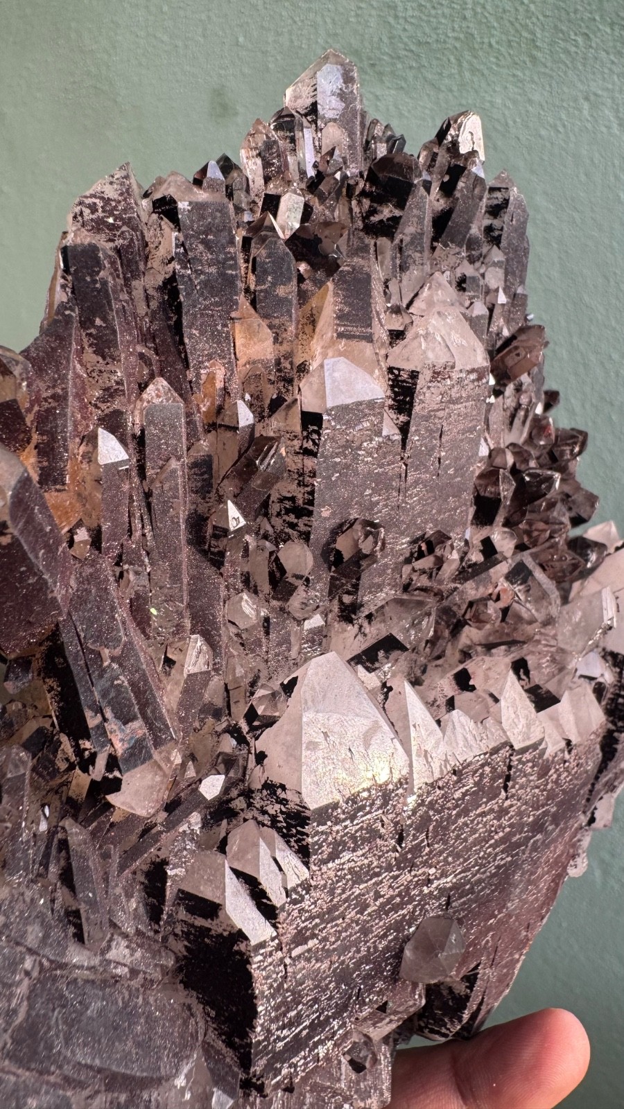Rare Black Hematite Included Quartz Crystal Cluster -High Quality Natural