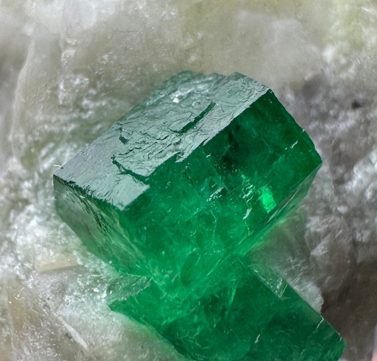 49 Ct Full Terminated Top Green Swat Emerald Crystals On Matrix From Pak