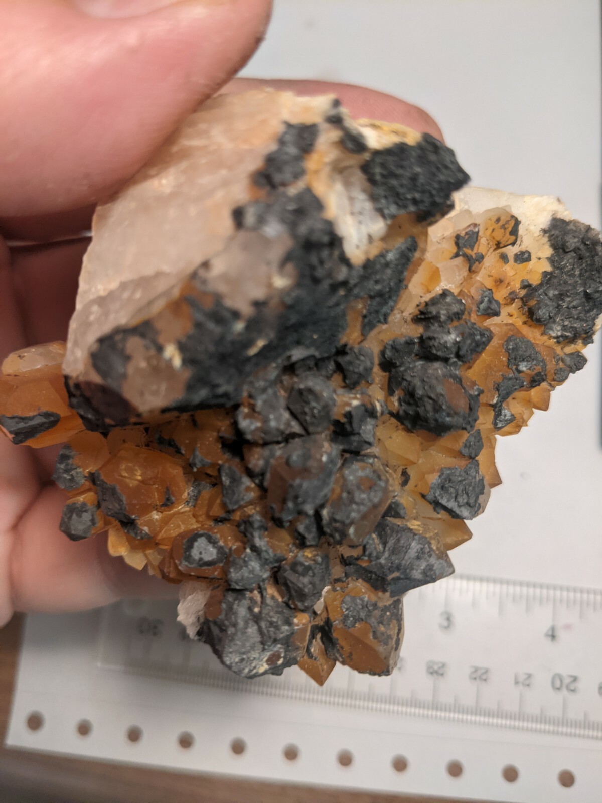 Orange Black Skeletal Iron Coated Quartz Crystal Cluster Diamond Hill SC