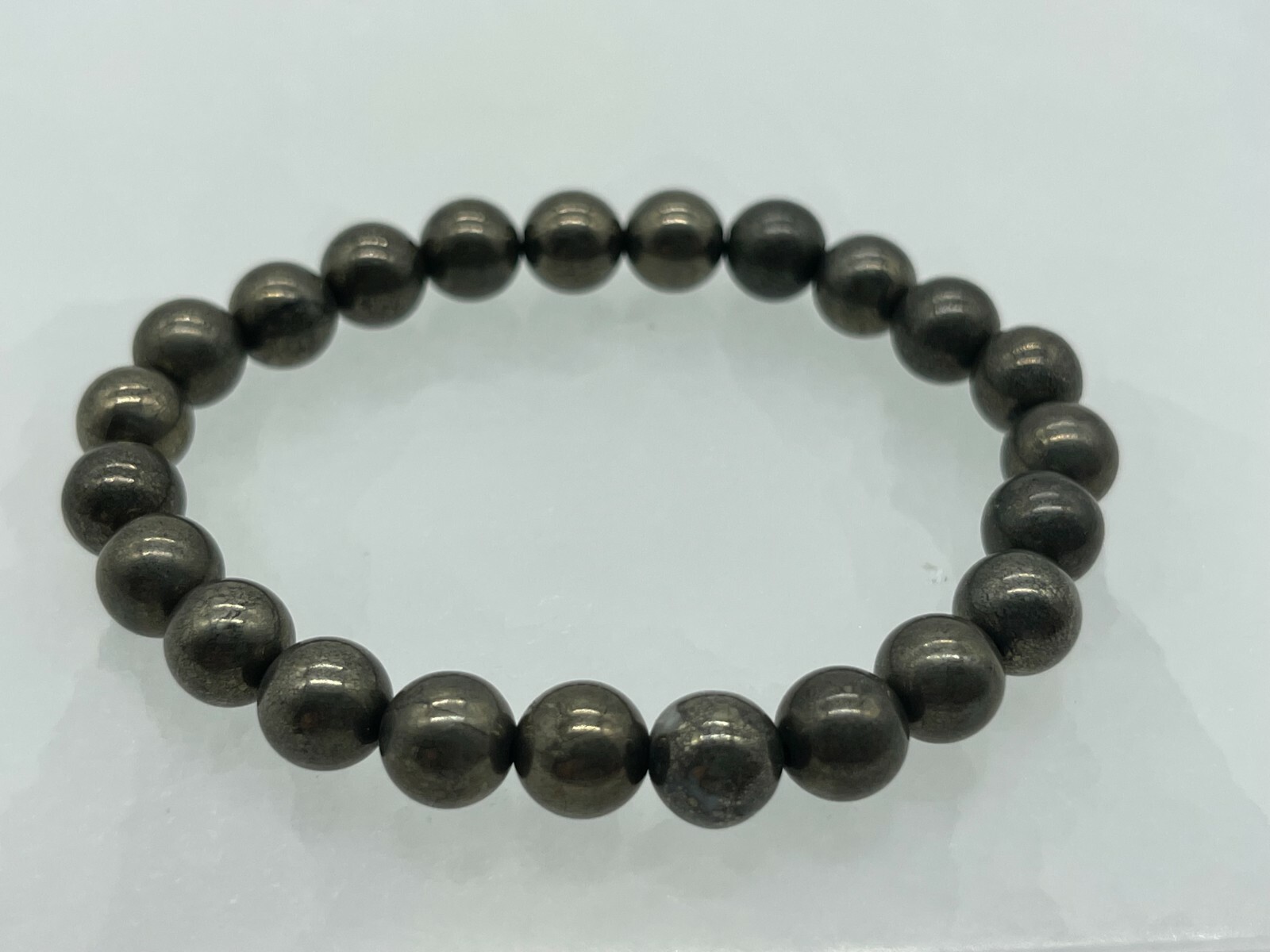 Grade A++ Pyrite Crystal Bead Bracelet 8mm, Genuine Pyrite Gemstone Bracelet
