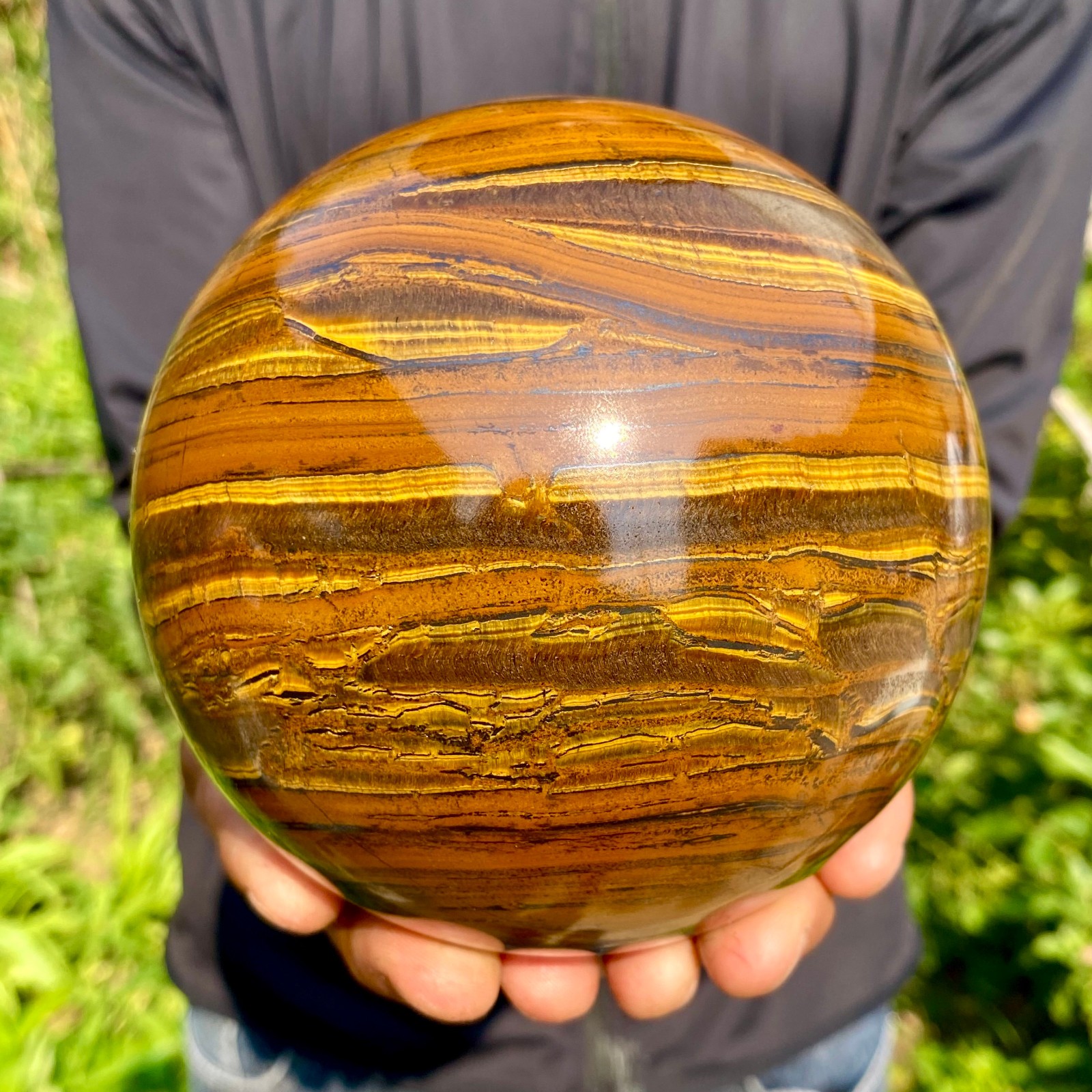 5.79LB Large Natural Tiger Eye Stone Crystal Ball Quartz Healing Sphere Décor