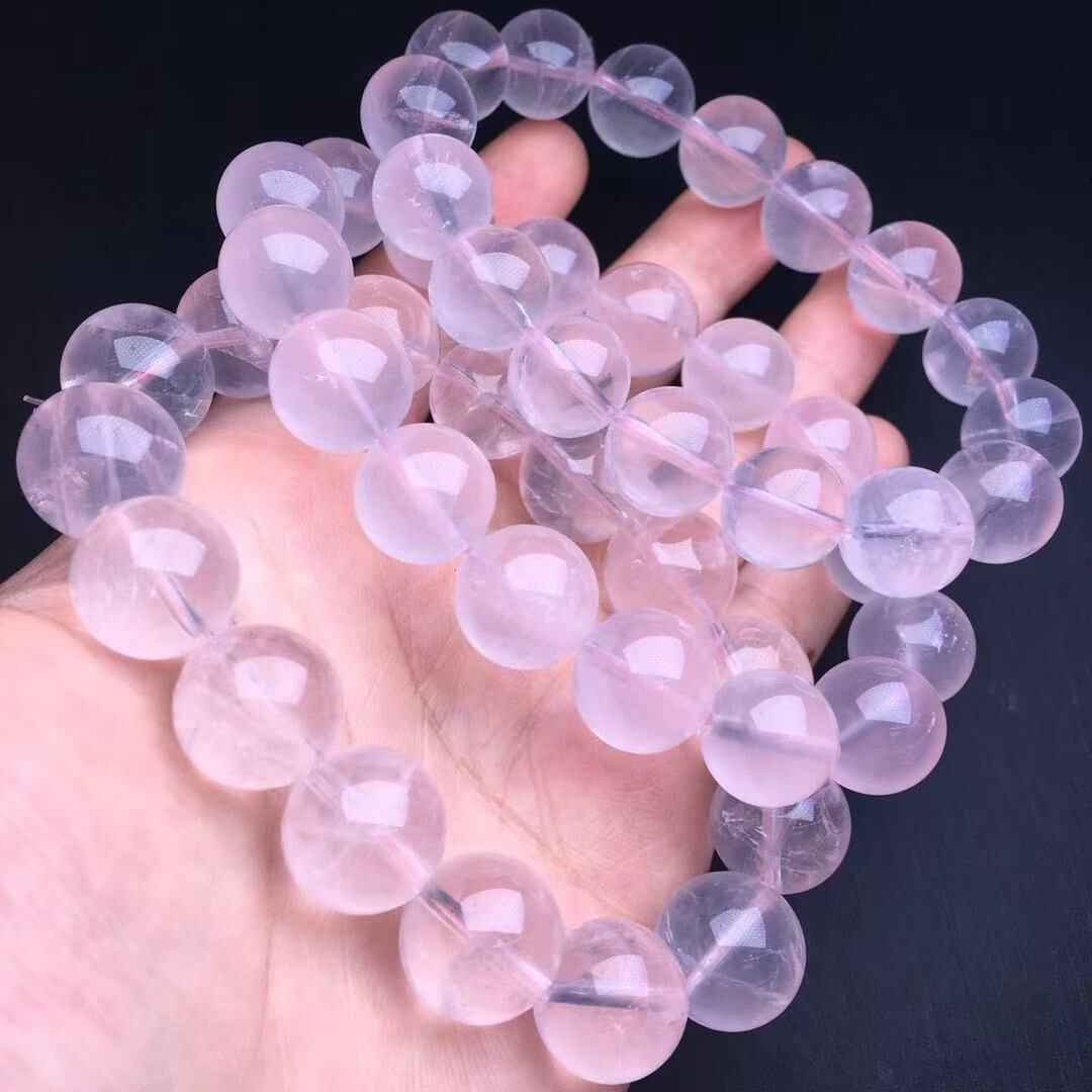 18mm Natural Rose Quartz Bead Bracelet Reiki Crystal Quartz Healing Decorate 1pc