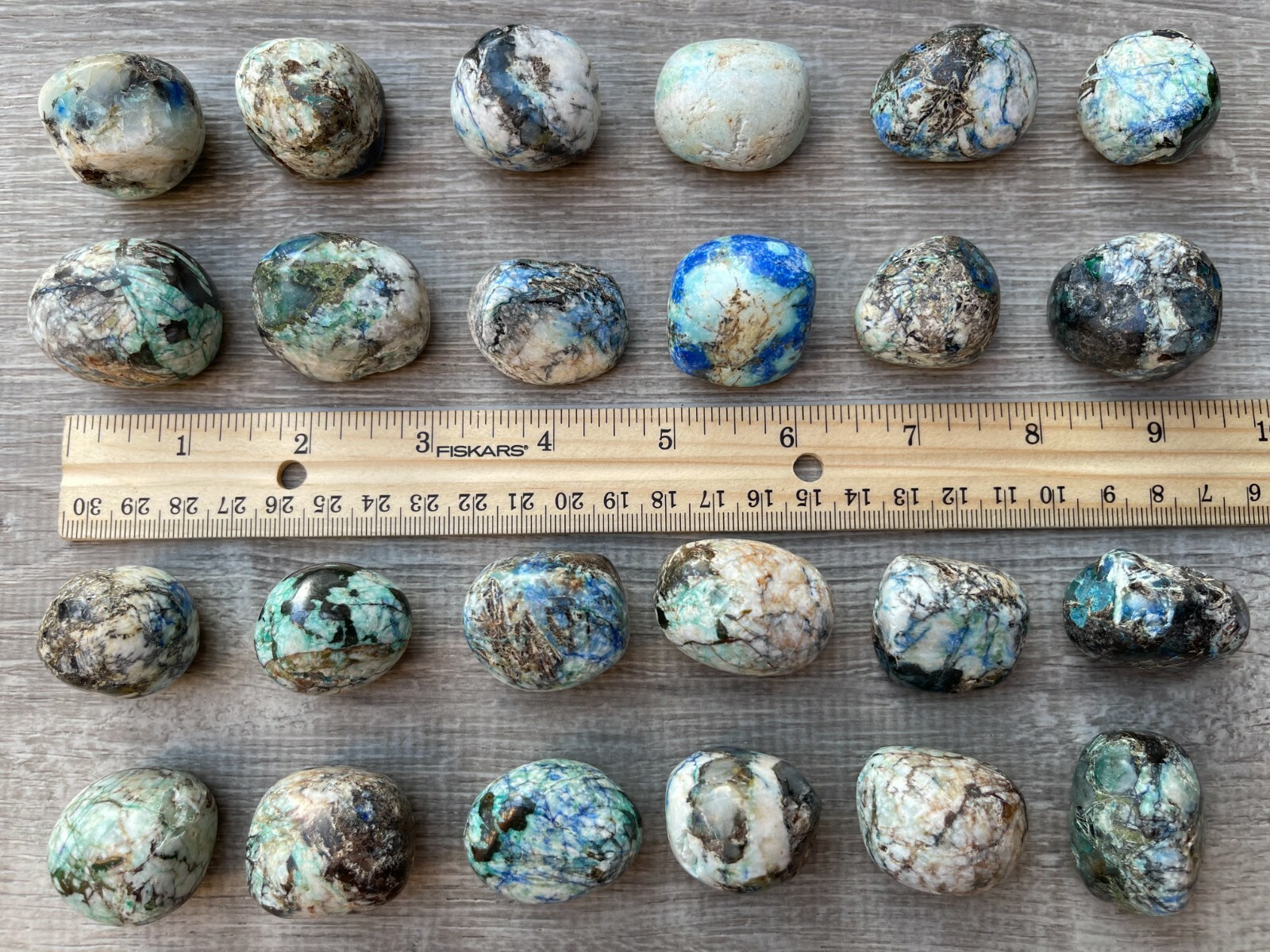 Grade A++ Azurite Malachite Tumbled Stones,0.75″-1.25″ Tumbled Azurite Malachite
