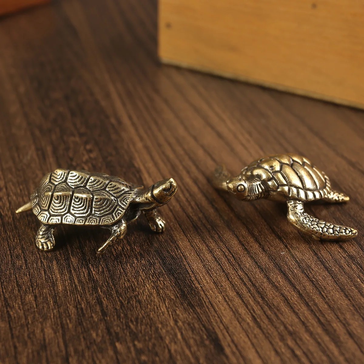 Vintage Copper Turtle Statue Feng Shui Tortoise Ornament Home Decor Gift