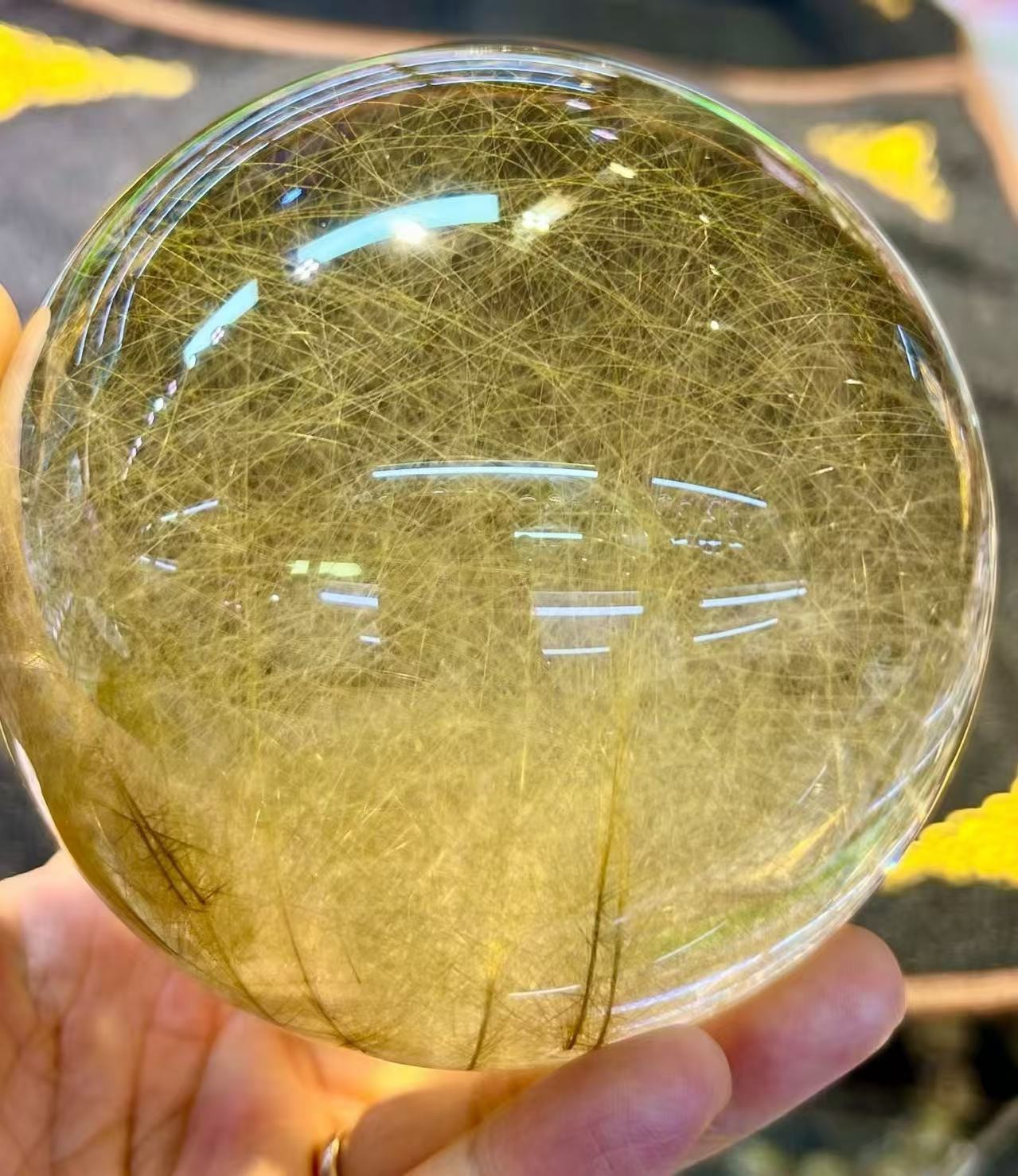 100mm Eye-Clean Natural Rutilated Quartz Sphere Rutile Crystal Ball Healing
