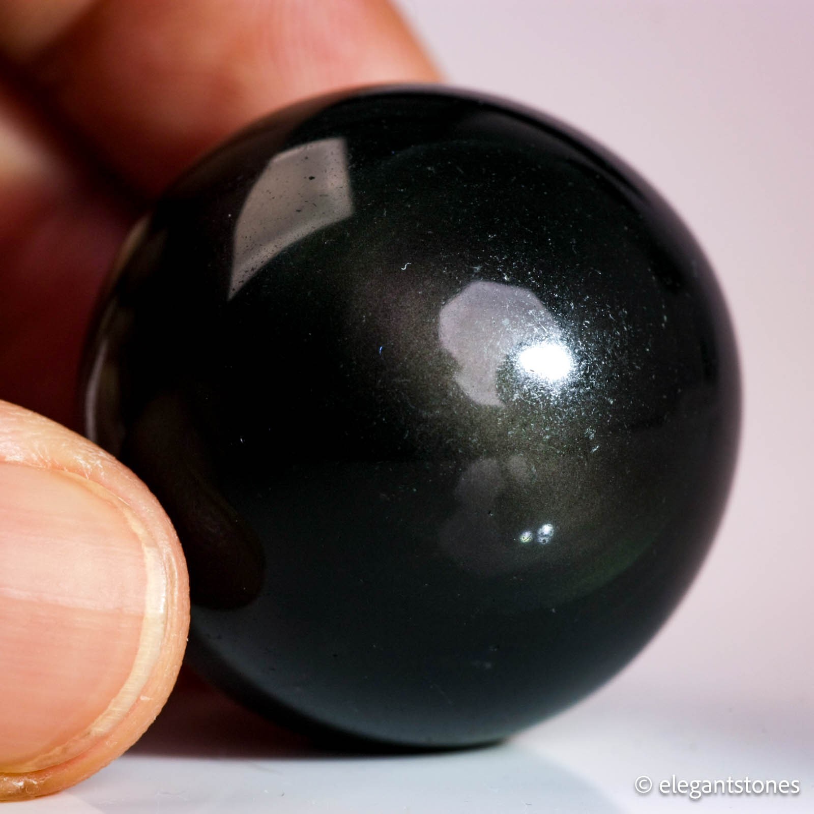 36g31mm Rainbow Obsidian Sphere Crystal Ball Natural Quartz Visible in Flash