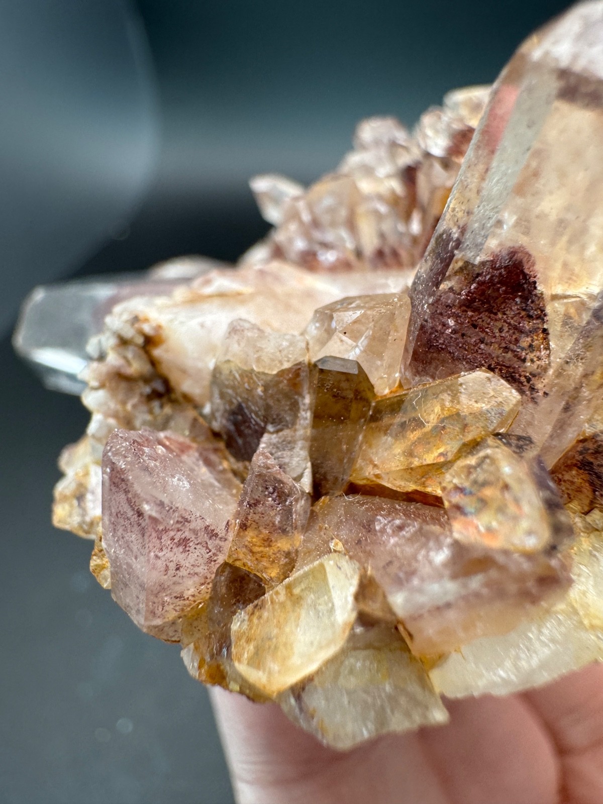6788 Sunset Phantom Quartz Cluster with Nice Hematite Inclusions India 125g