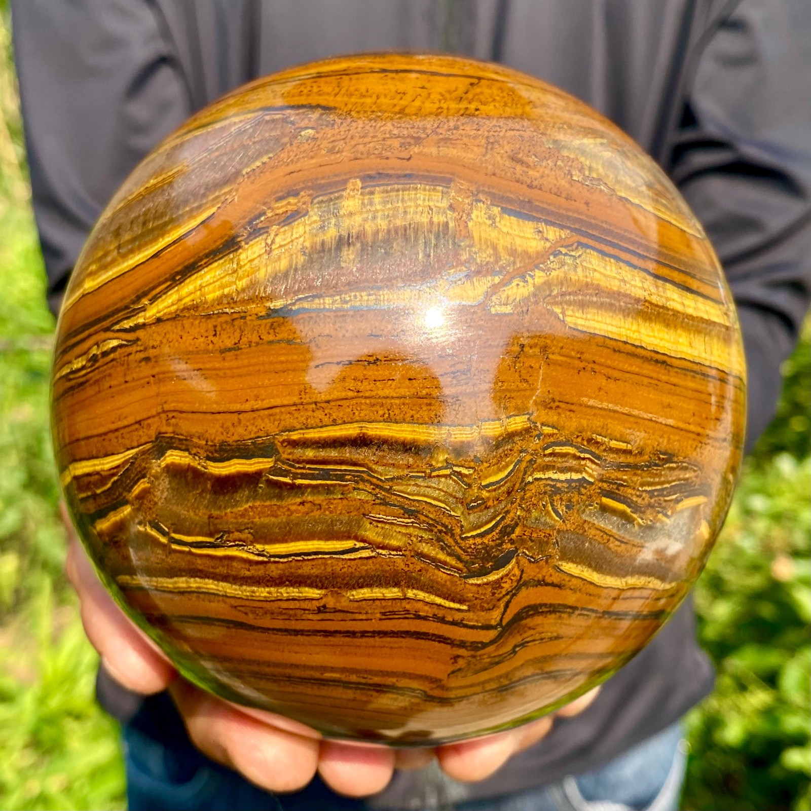 5.37LB Large Natural Tiger Eye Stone Crystal Ball Quartz Healing Sphere Décor