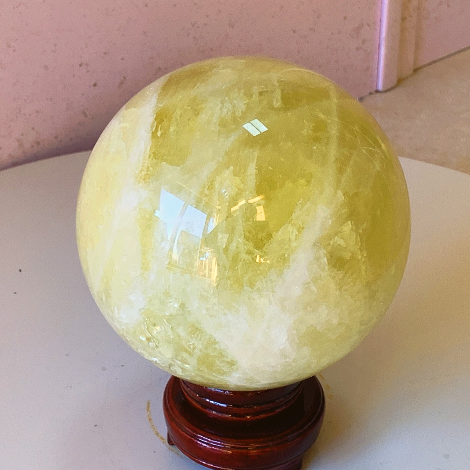 TOP 7.0LB Natural citrine Quartz Sphere Crystal globe Healing+stand YC11