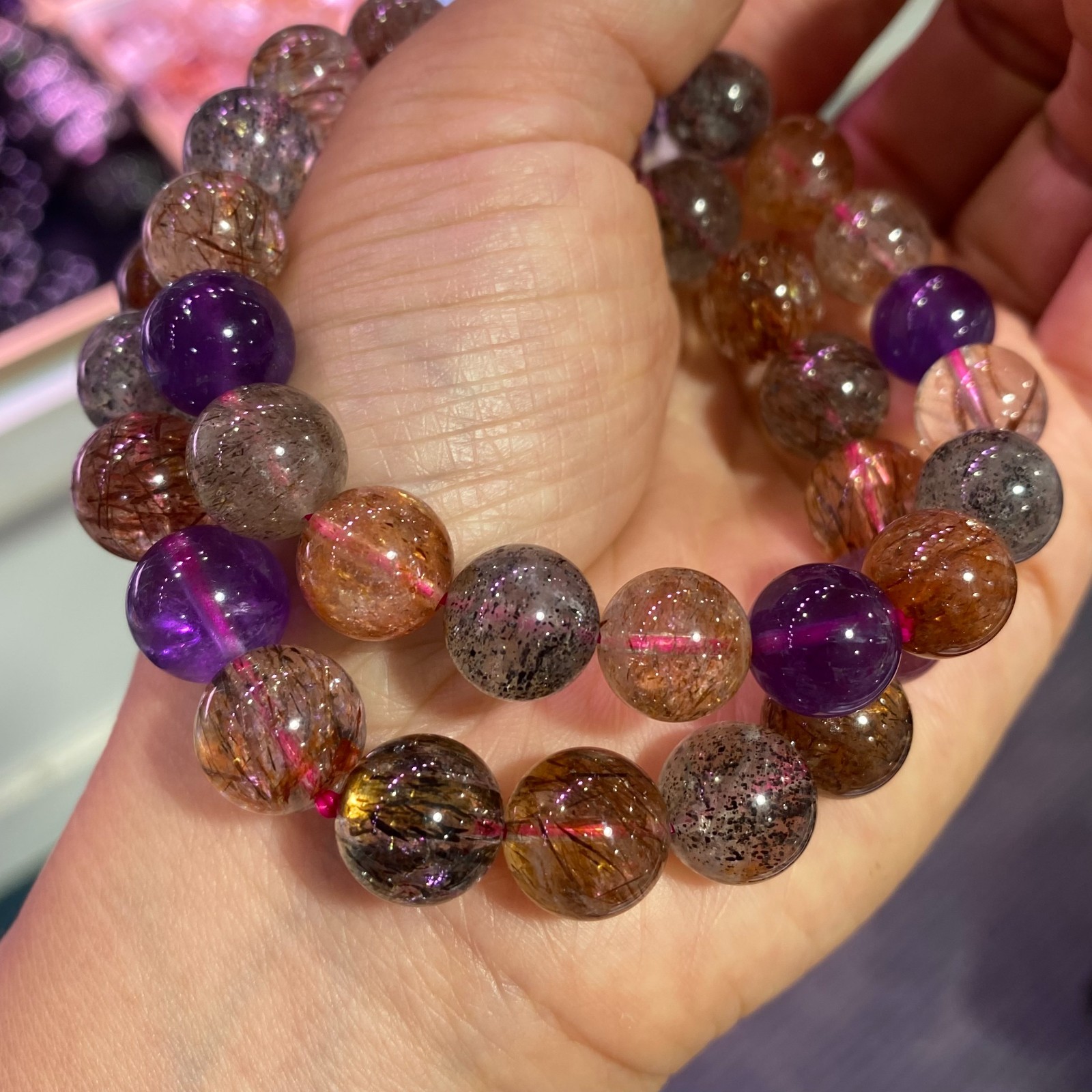 1pc 11mm quartz crystal Super seven bracelet Reiki Healing Gift random