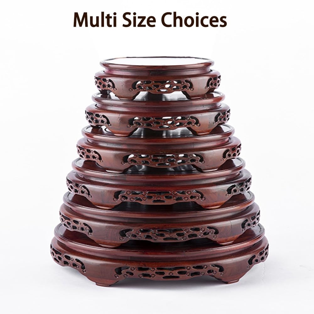 Round Pedestal Display Stand Rosewood Chinese Carving Stable Non-slip Wooden …