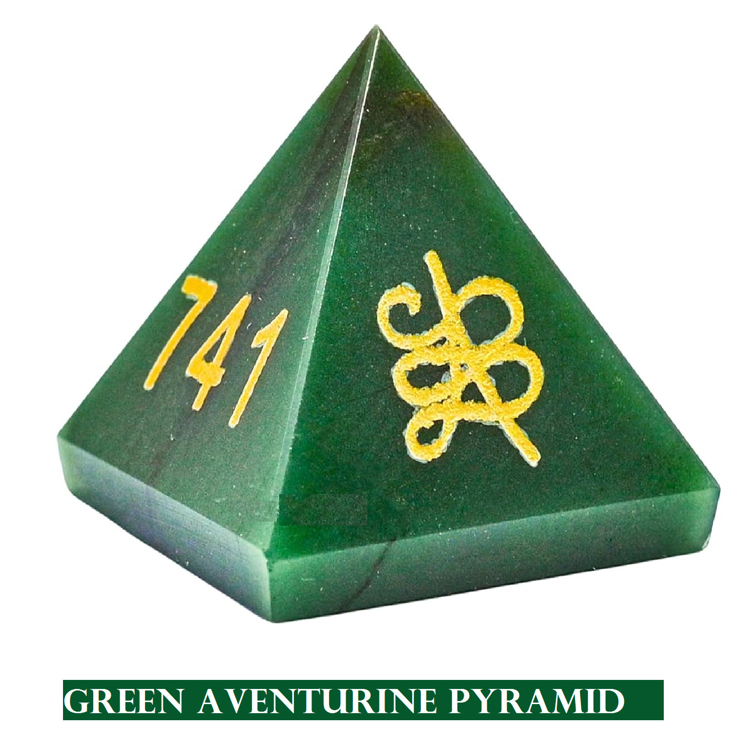 Green Aventurine Pyramid Zibu Coin Money Magnet Symbols Attract Prosperity S-1.5