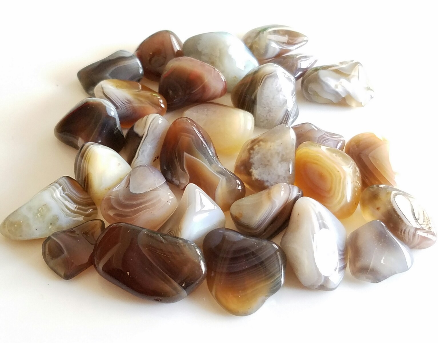 1/4 lb Tumbled Gray Botswana Agate Gemstone Crystals 35-50 Stones Gem Specimens