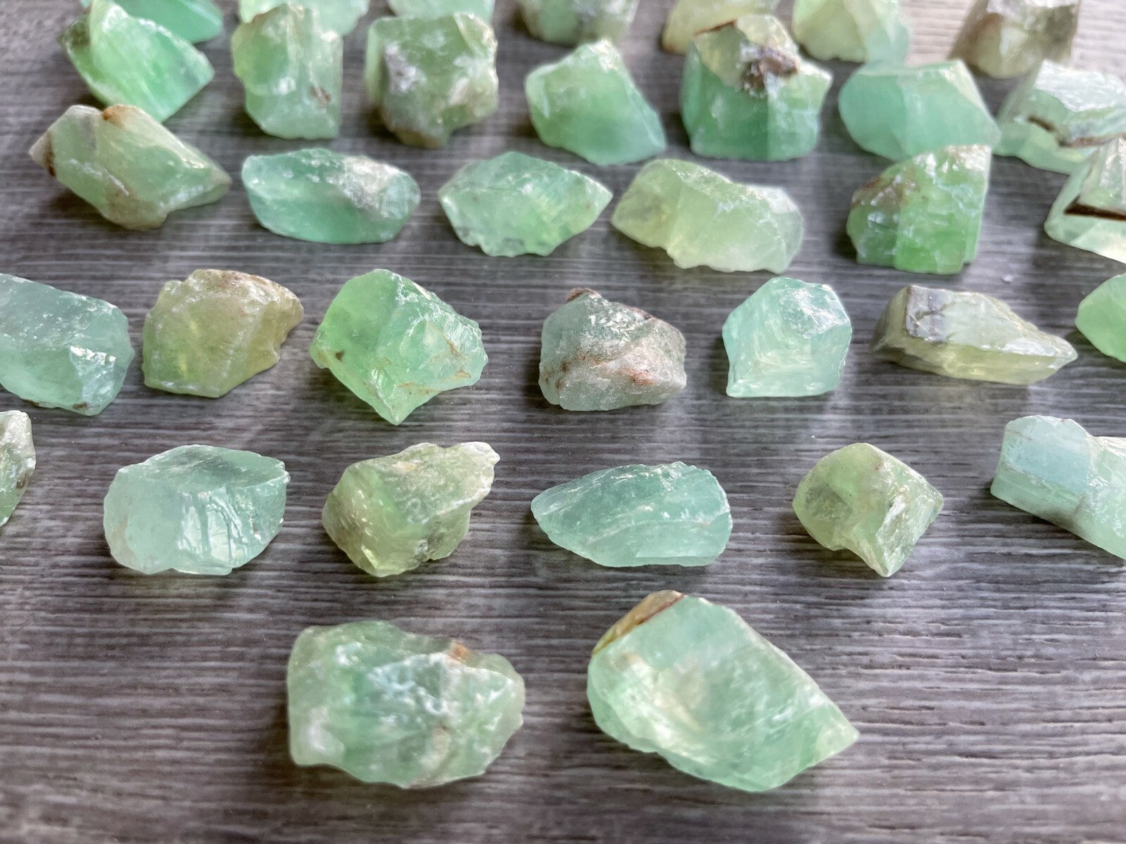 Small Green Calcite Rough Stones, 0.75″-1.25″ Raw Calcite Green Chips, Bulk Lot