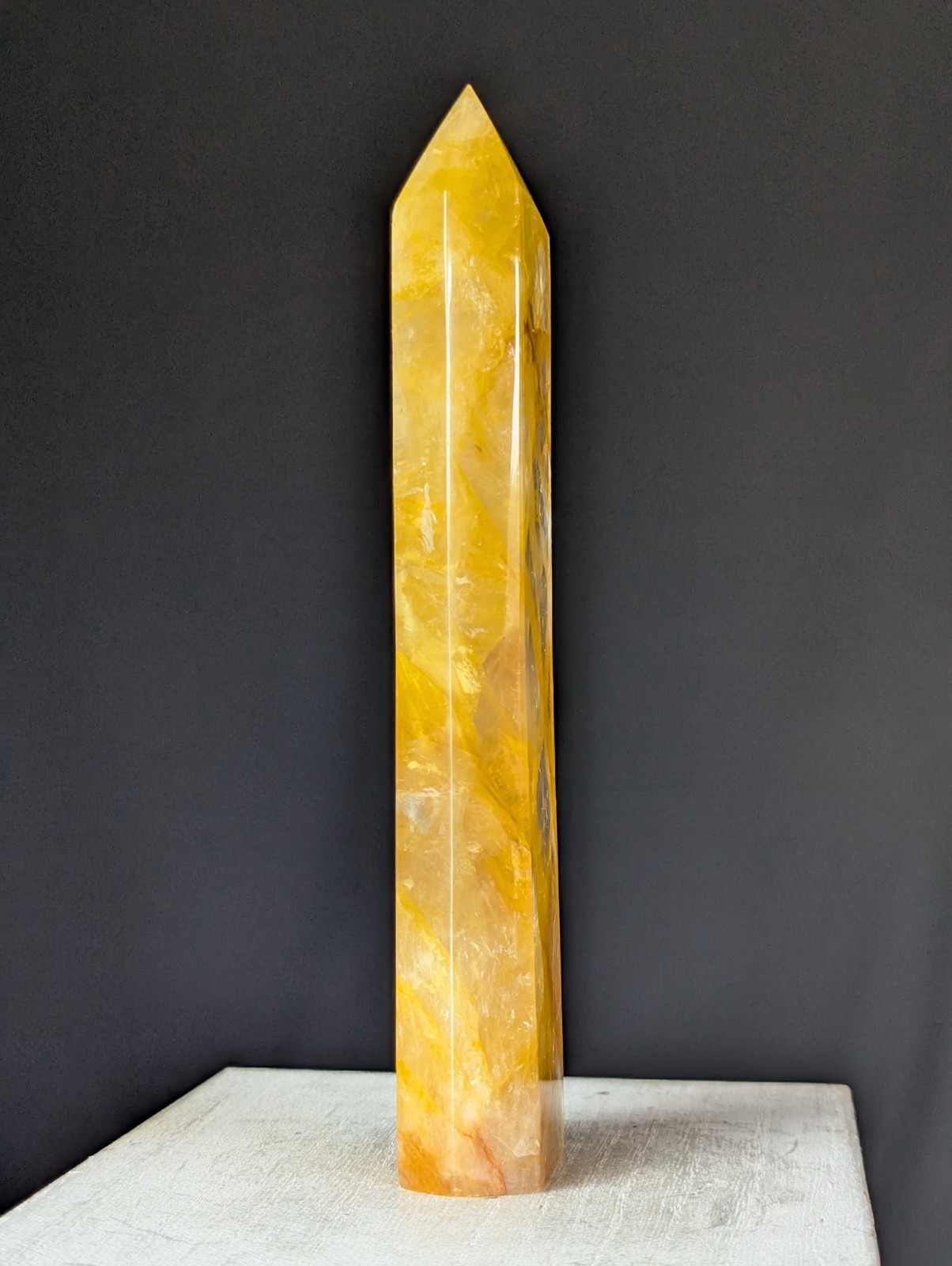 Golden Healer Tower Crystal Point Large Big Gemstone Chakra Reiki