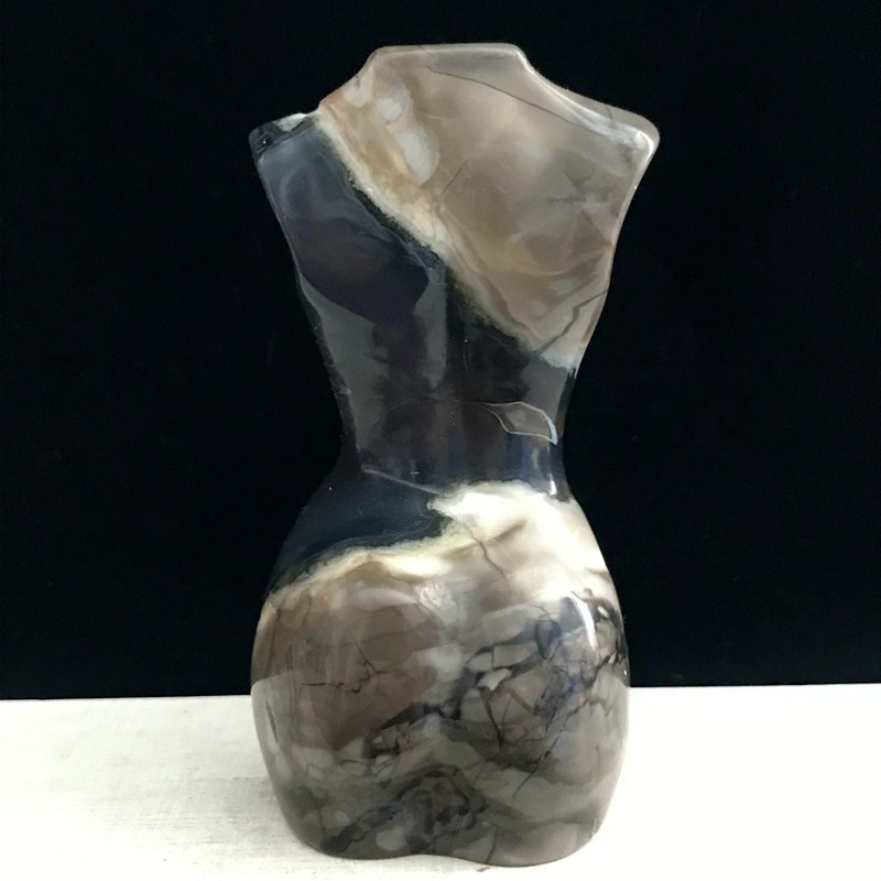 290G Natural Volcanic agate Crystal Hand Carved female model Healing Reiki