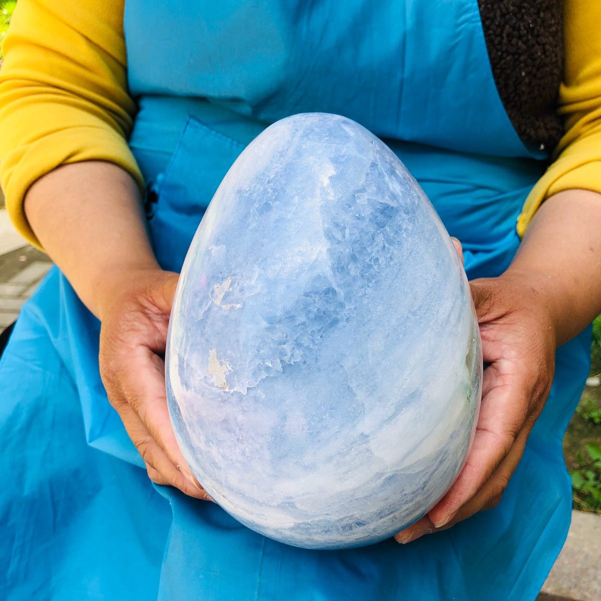 8.2LB Natural blue celestite POLISHED egg shape Quartz Crystal healing decor