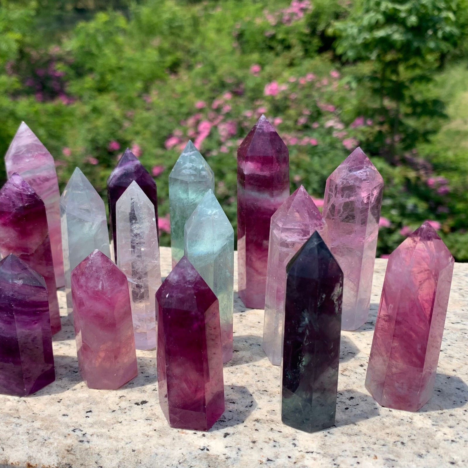 2.2LB Natural fluorite quartz obelisk crystal wand point healing random