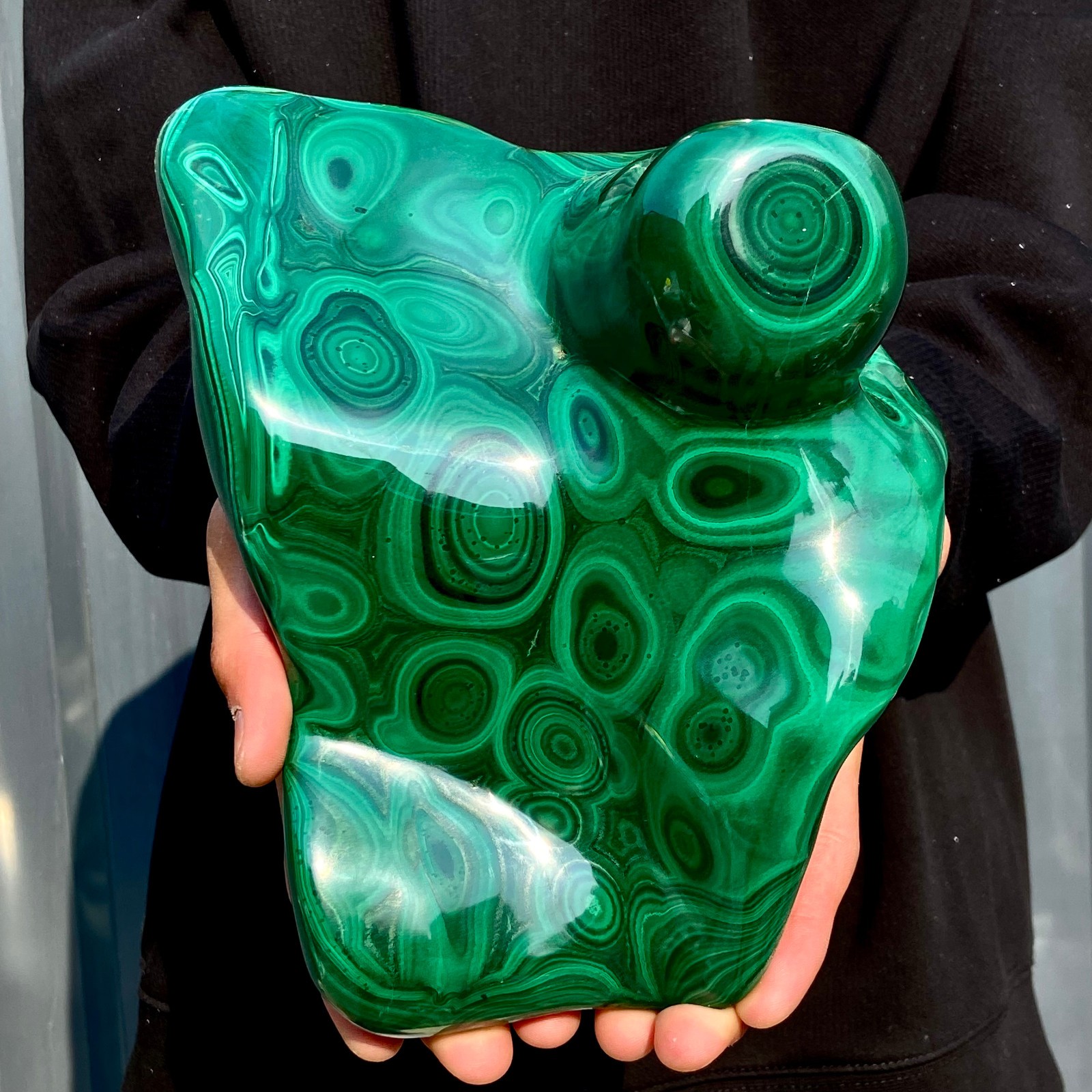 10.6LB Natural glossy Malachite transparent cluster rough mineral sample
